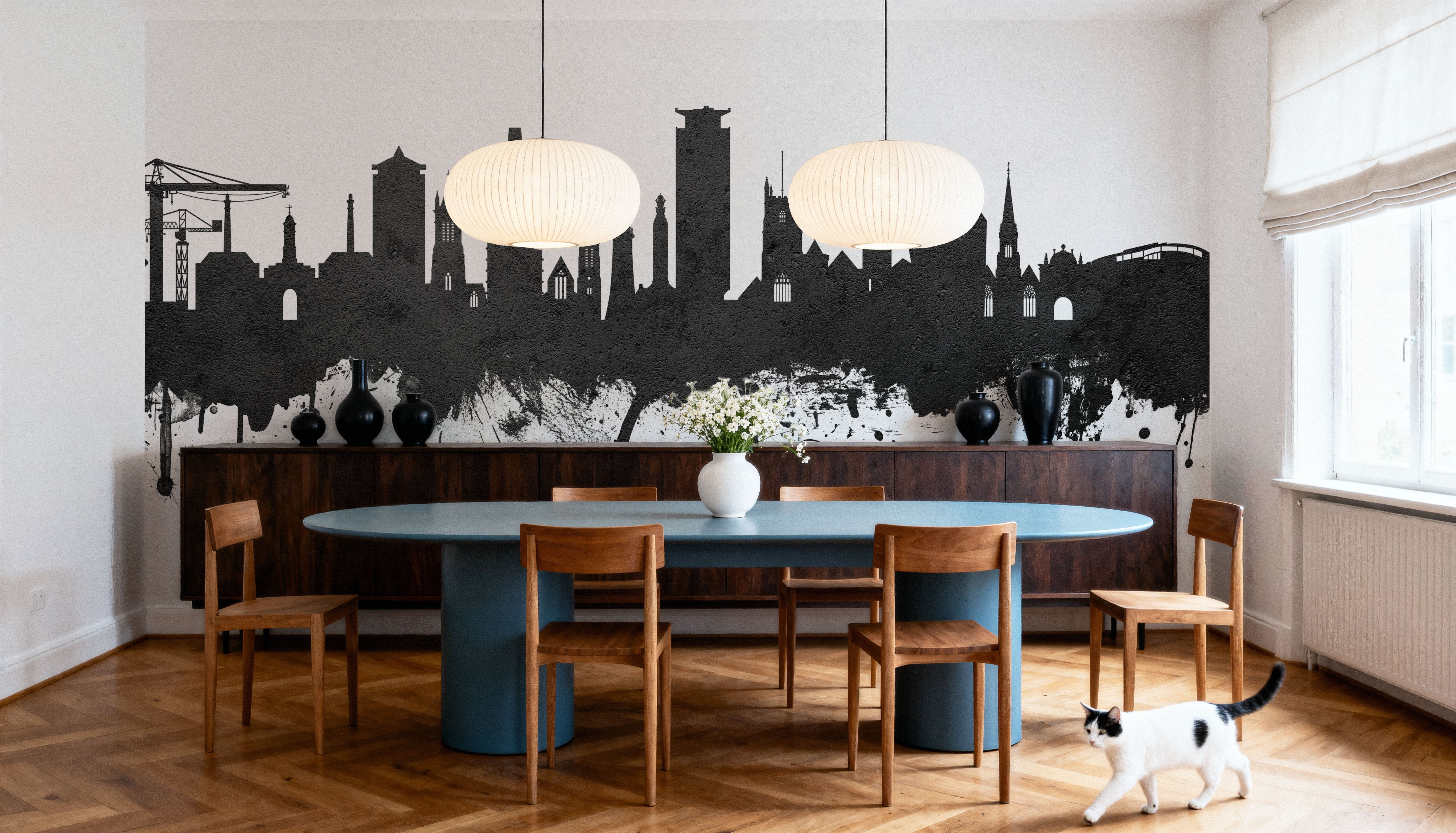 Plymouth England Skyline Black & White