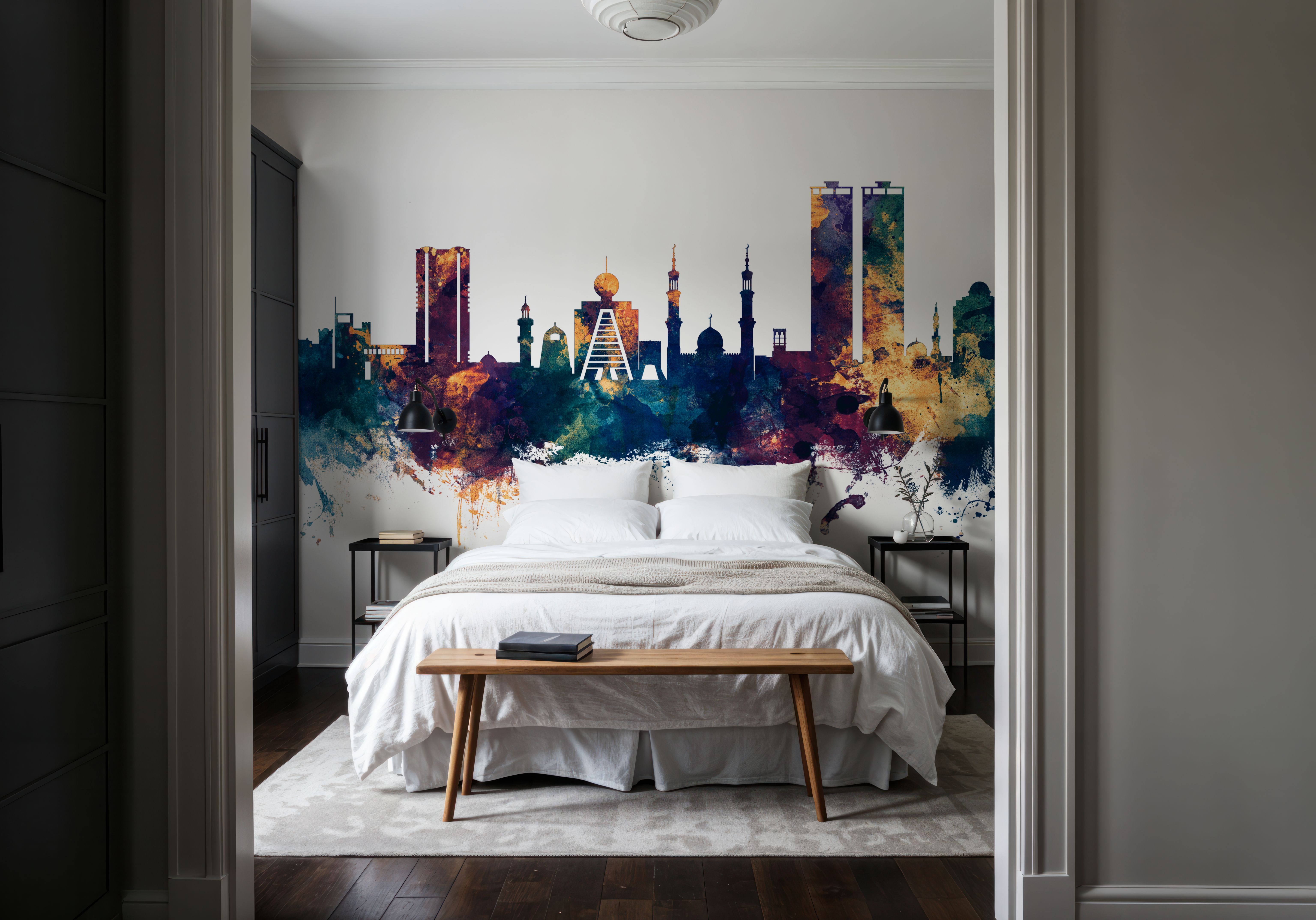 Ras Al Khaimah Skyline Blue & Bronze, Wallpaper