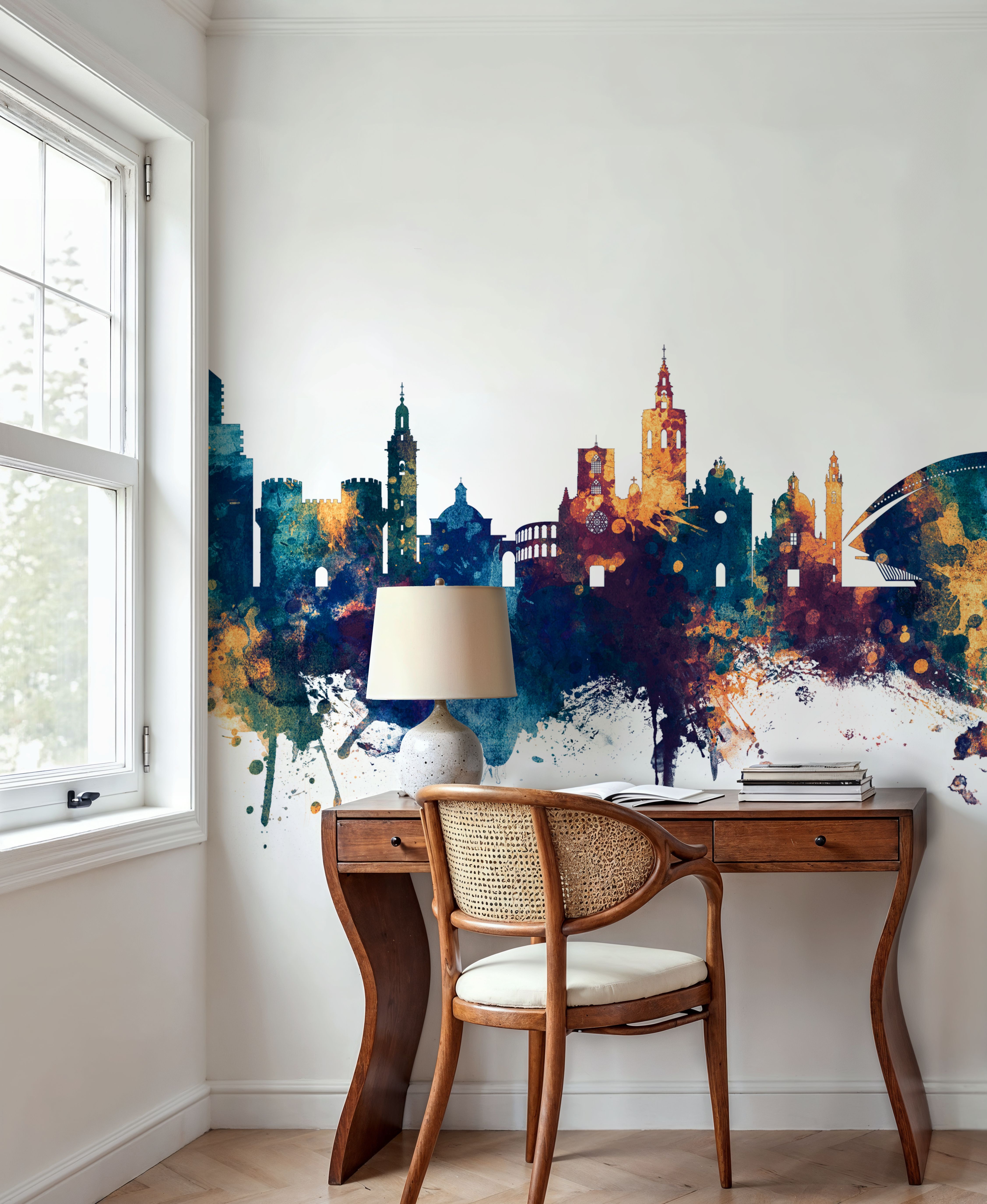 Valencia Spain Skyline Blue & Bronze