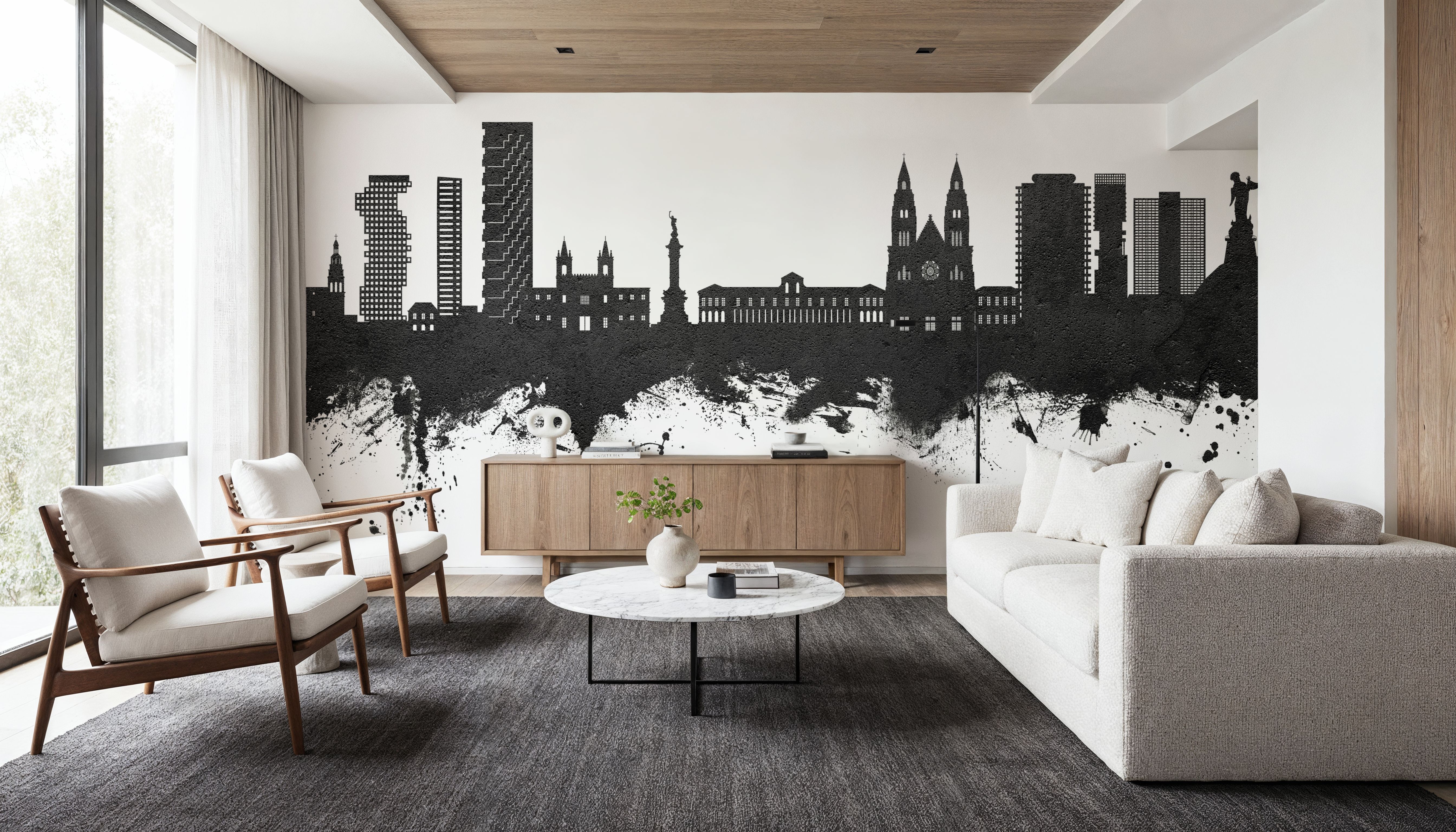 Quito Ecuador Skyline Black & White, Papel pintado