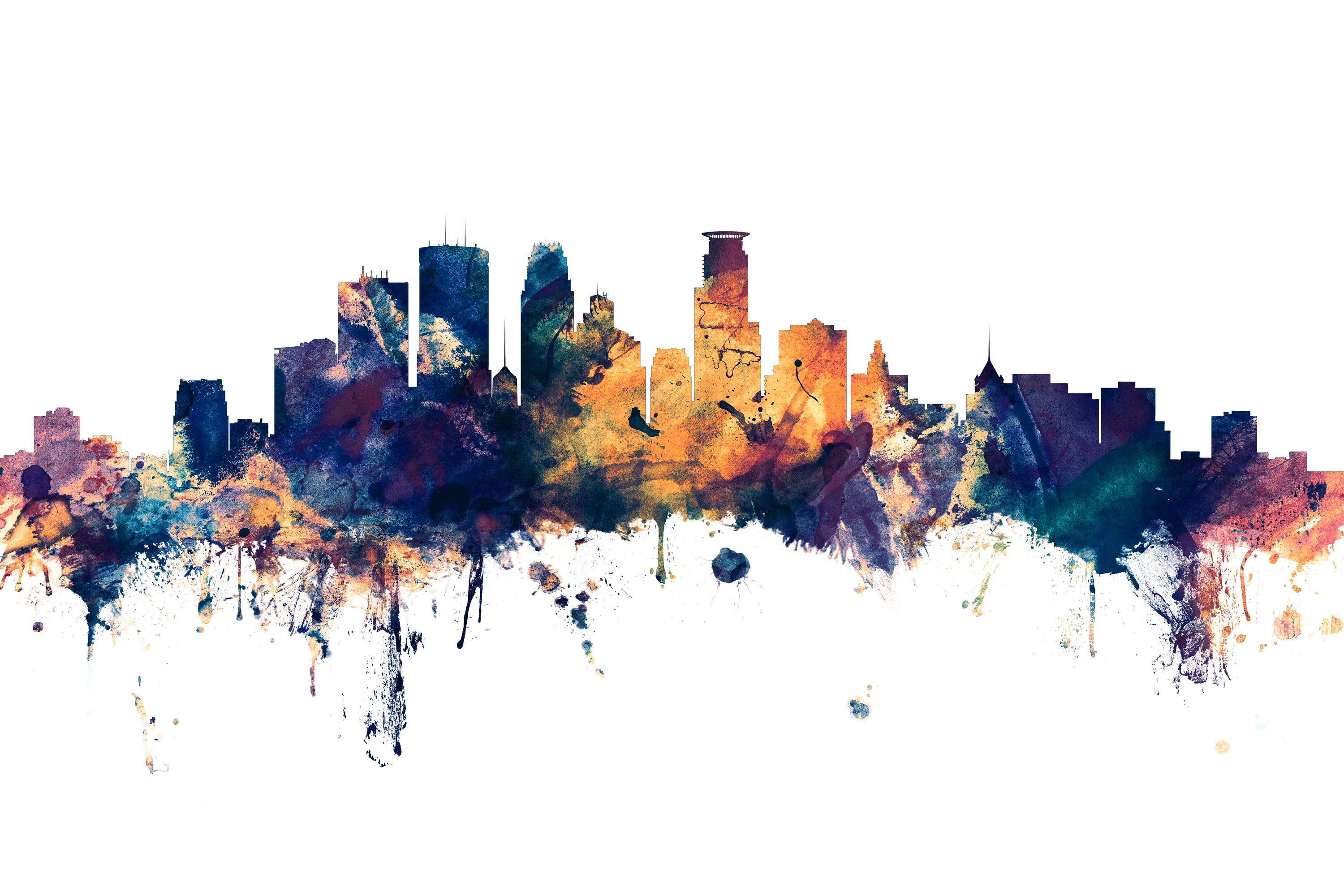 Minneapolis Skyline Wall Mural - Murals Your Way