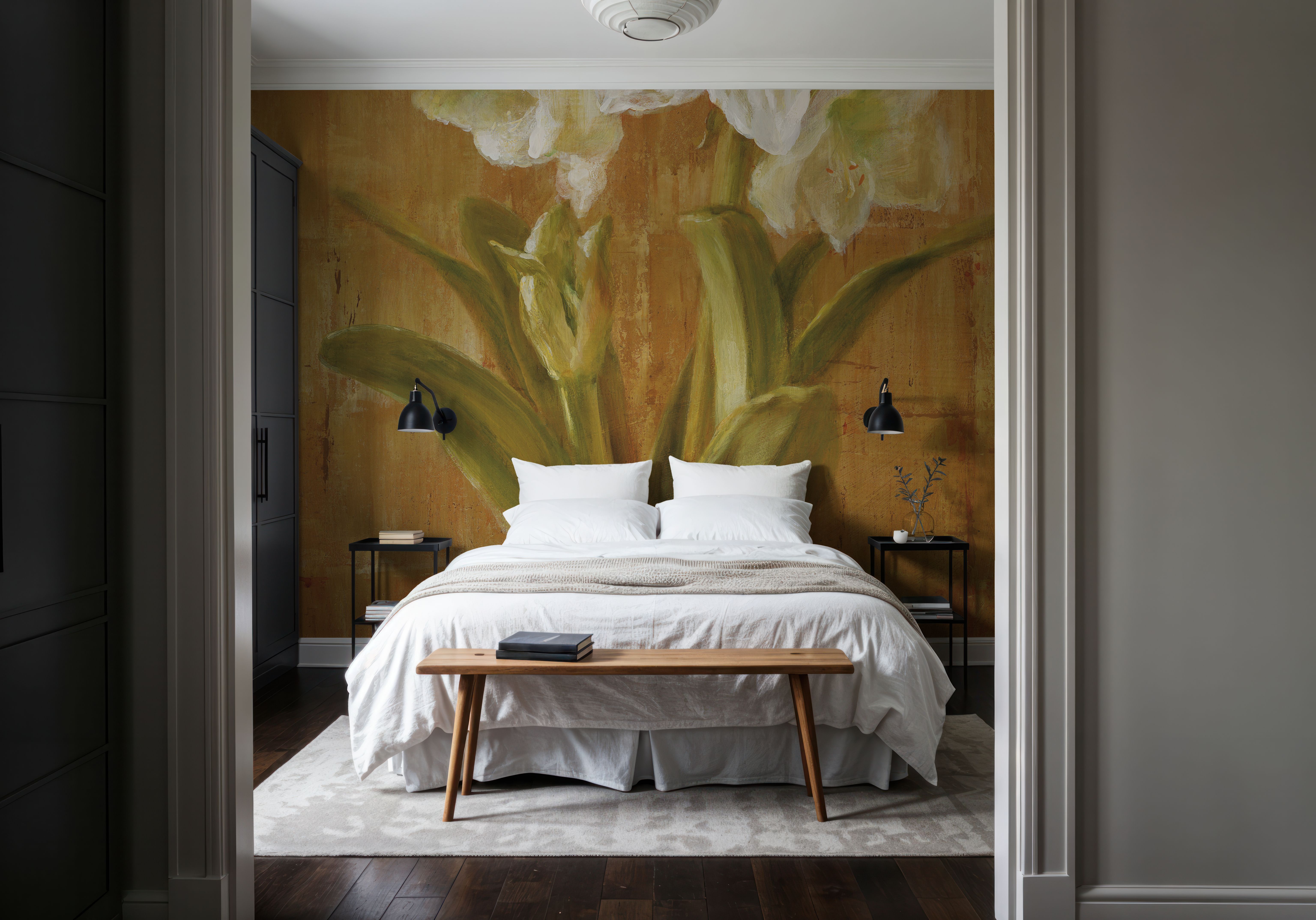 White Amaryllis on Bronze