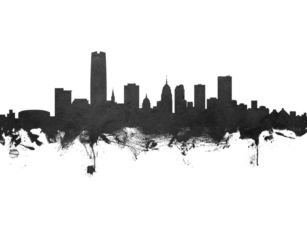 Oklahoma City Skyline Black & White