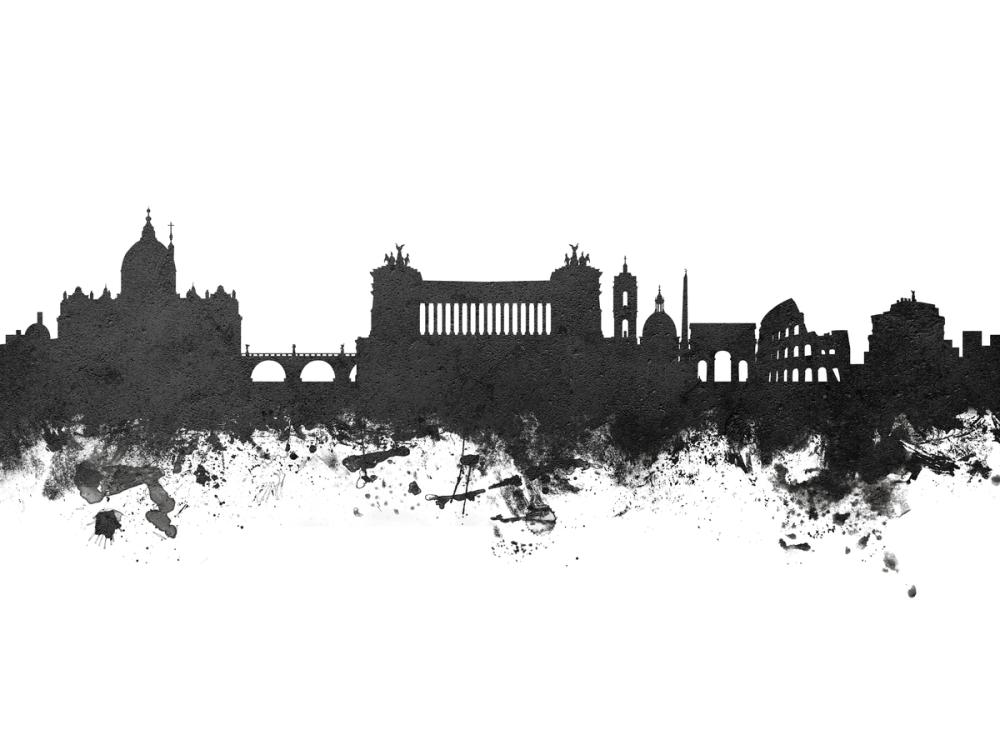 Rome Italy Skyline Black & White
