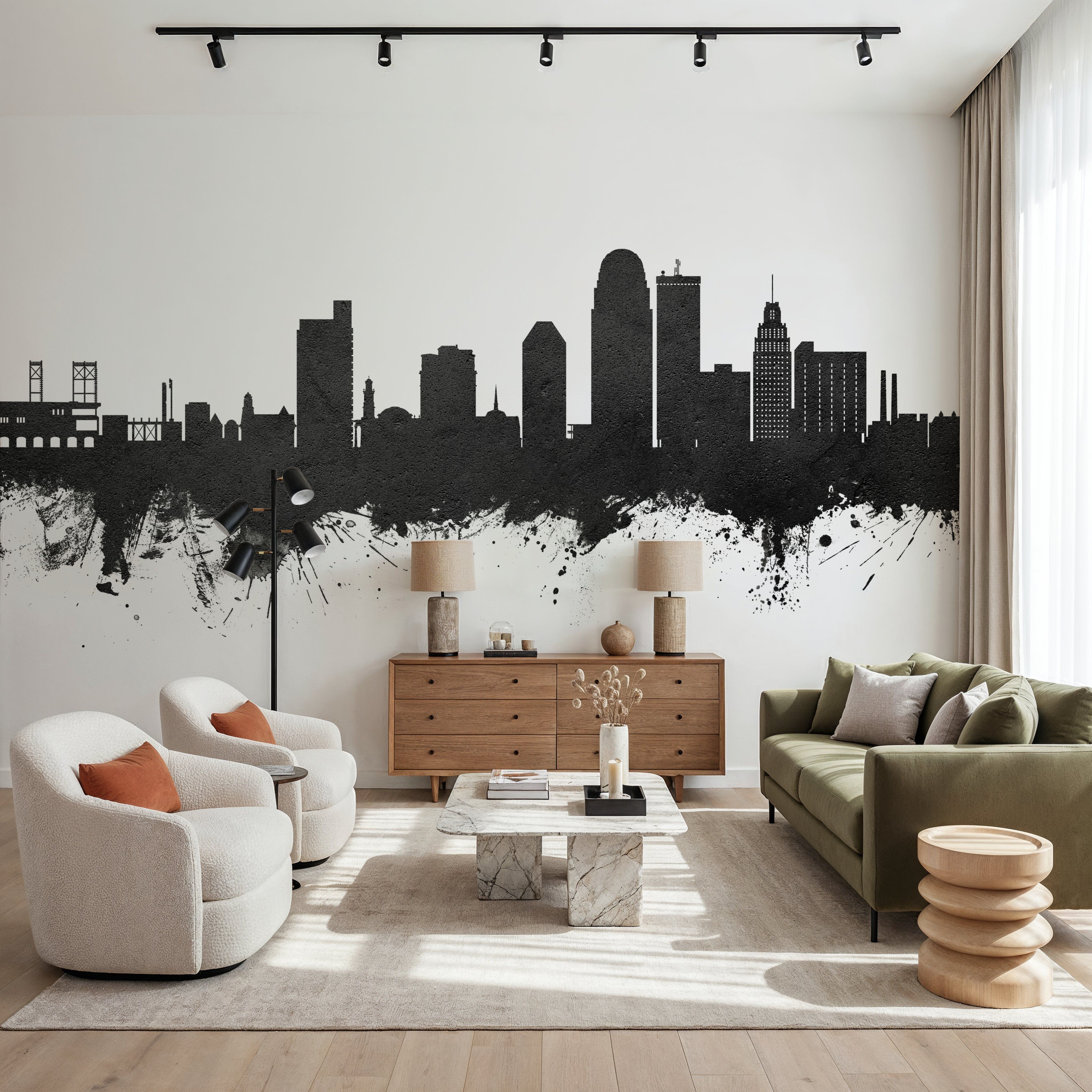 Winston-Salem North Carolina Skyline Black & White