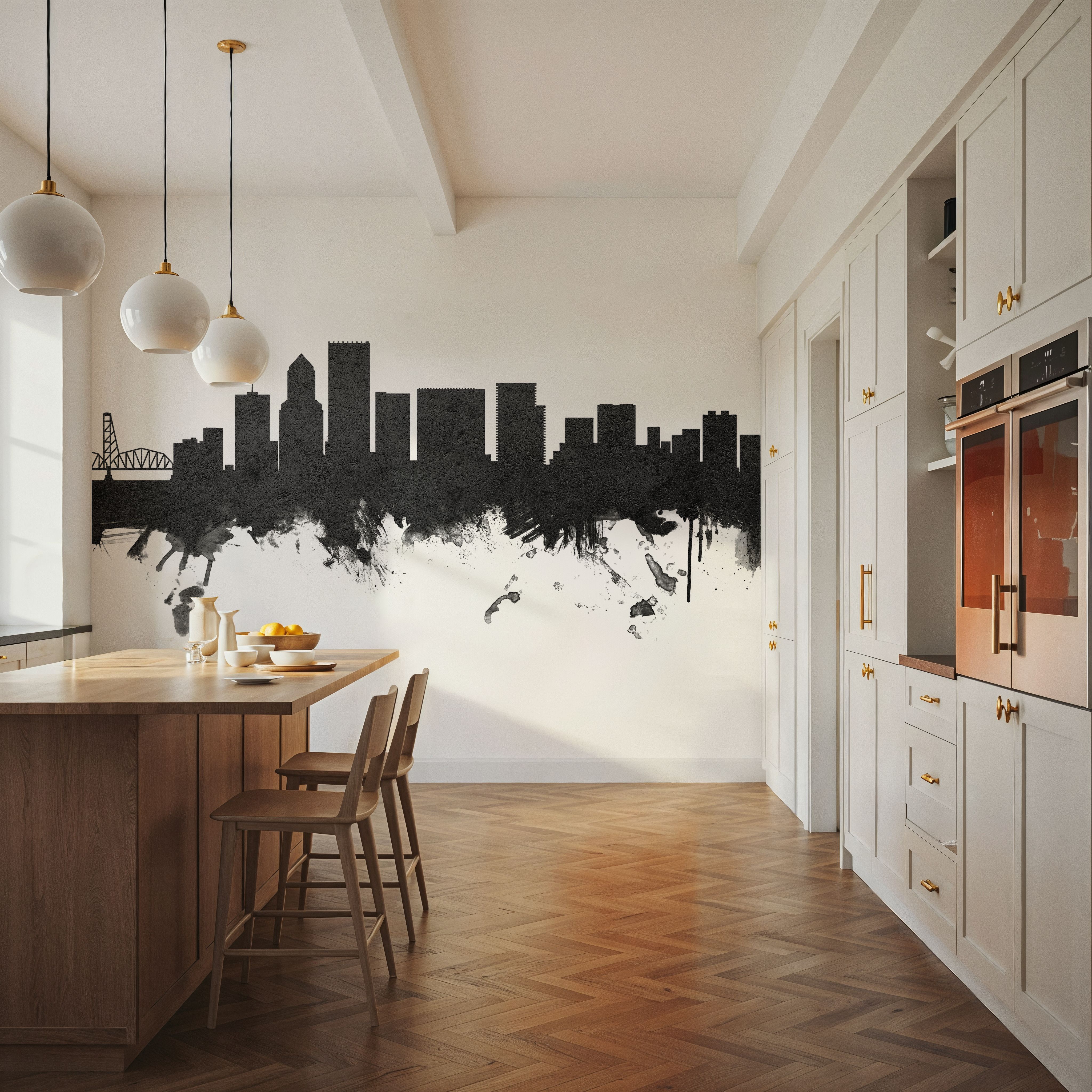 Portland Oregon Skyline Black & White