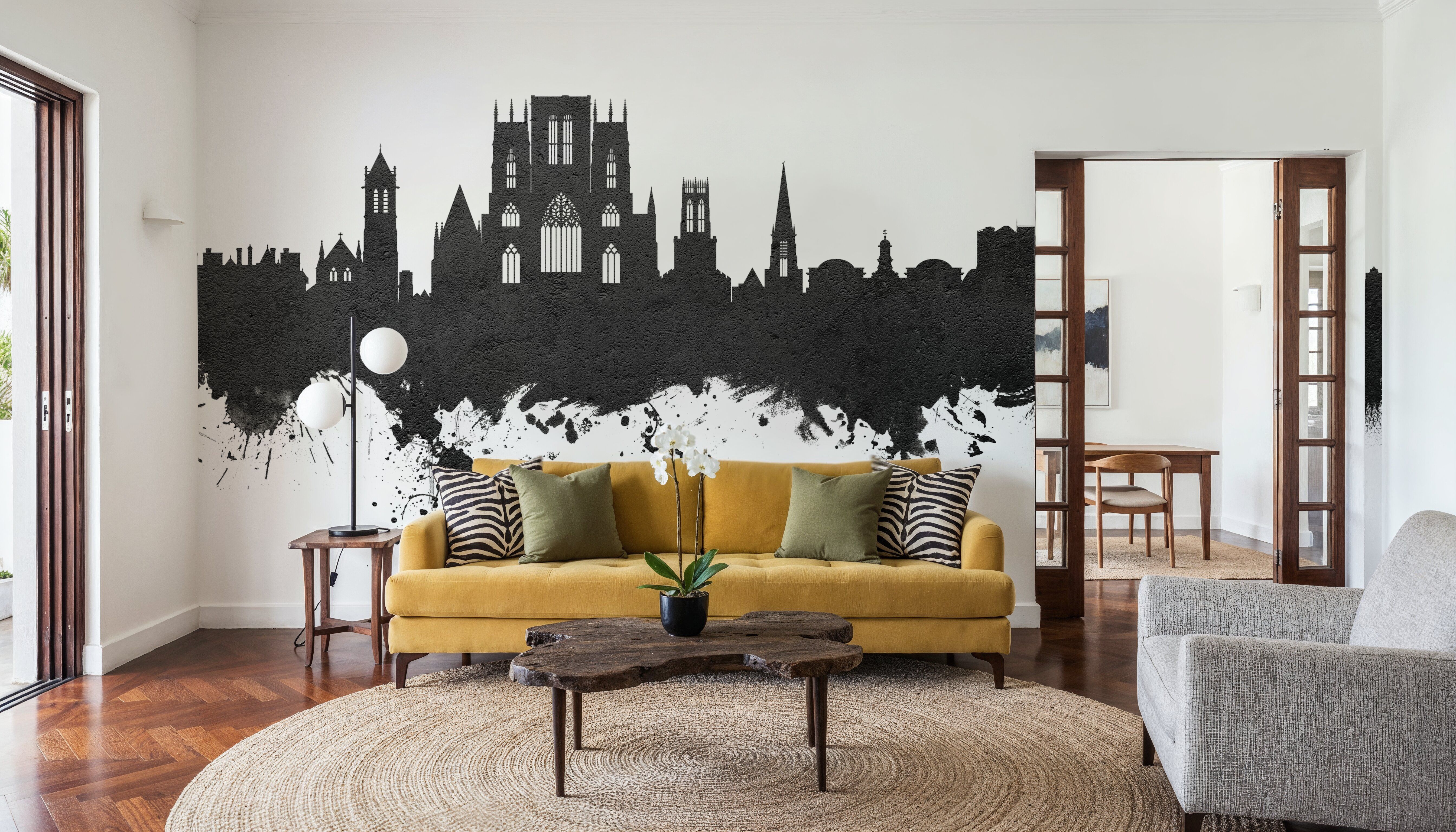 York England Skyline Black & White, Tapeten
