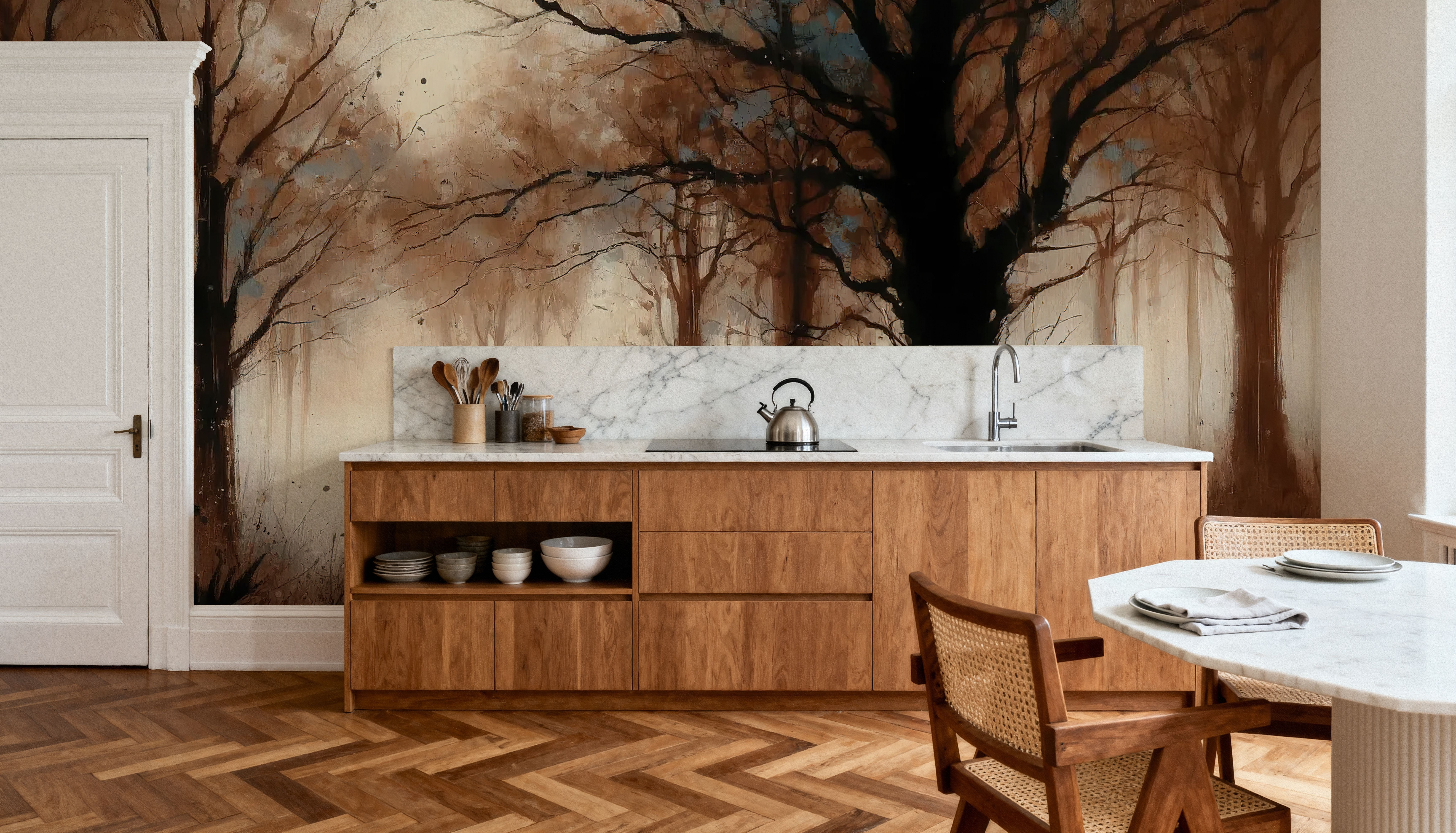 Deer Family in Misty Sepia