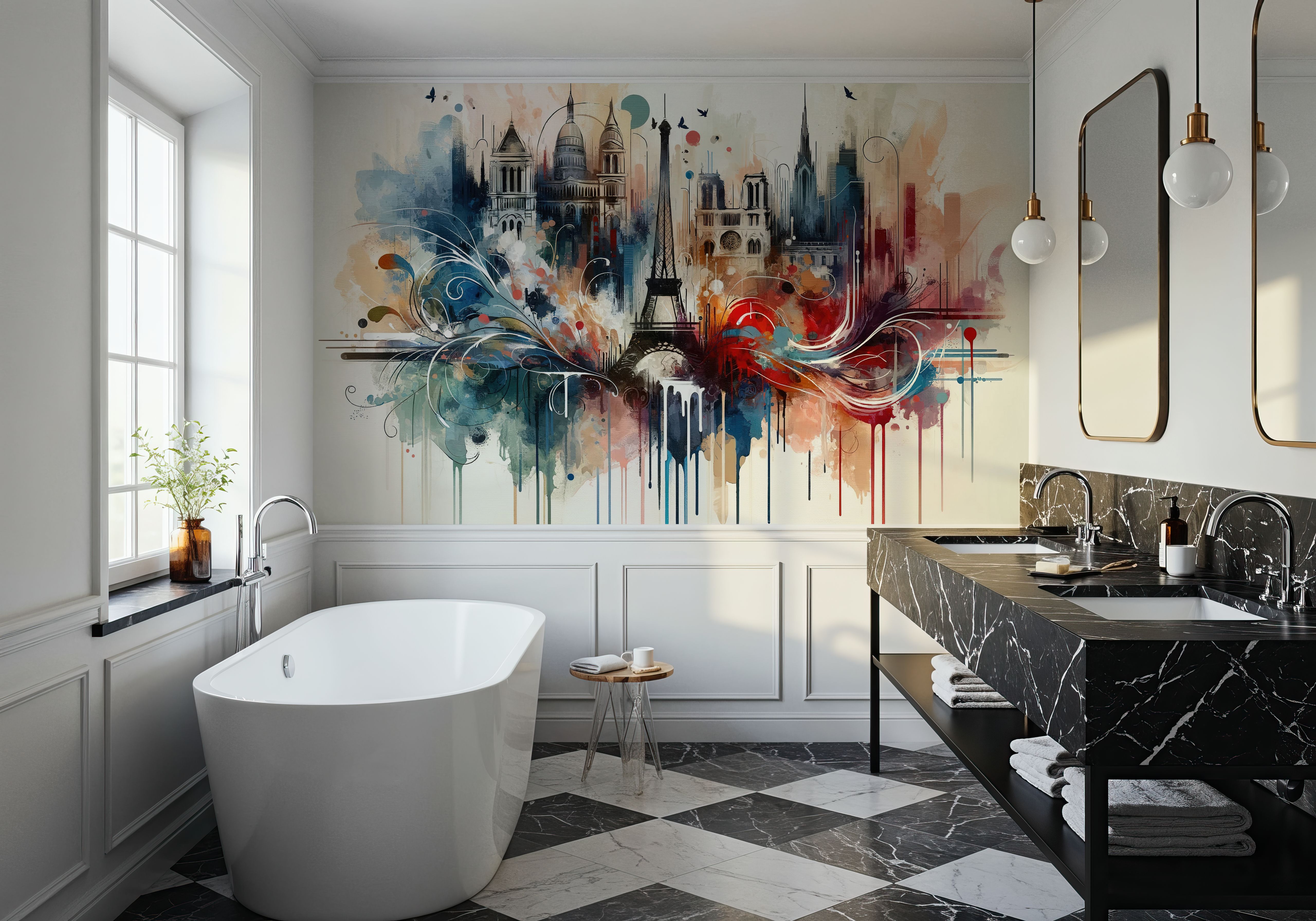 Watercolor Skyline Paris IV