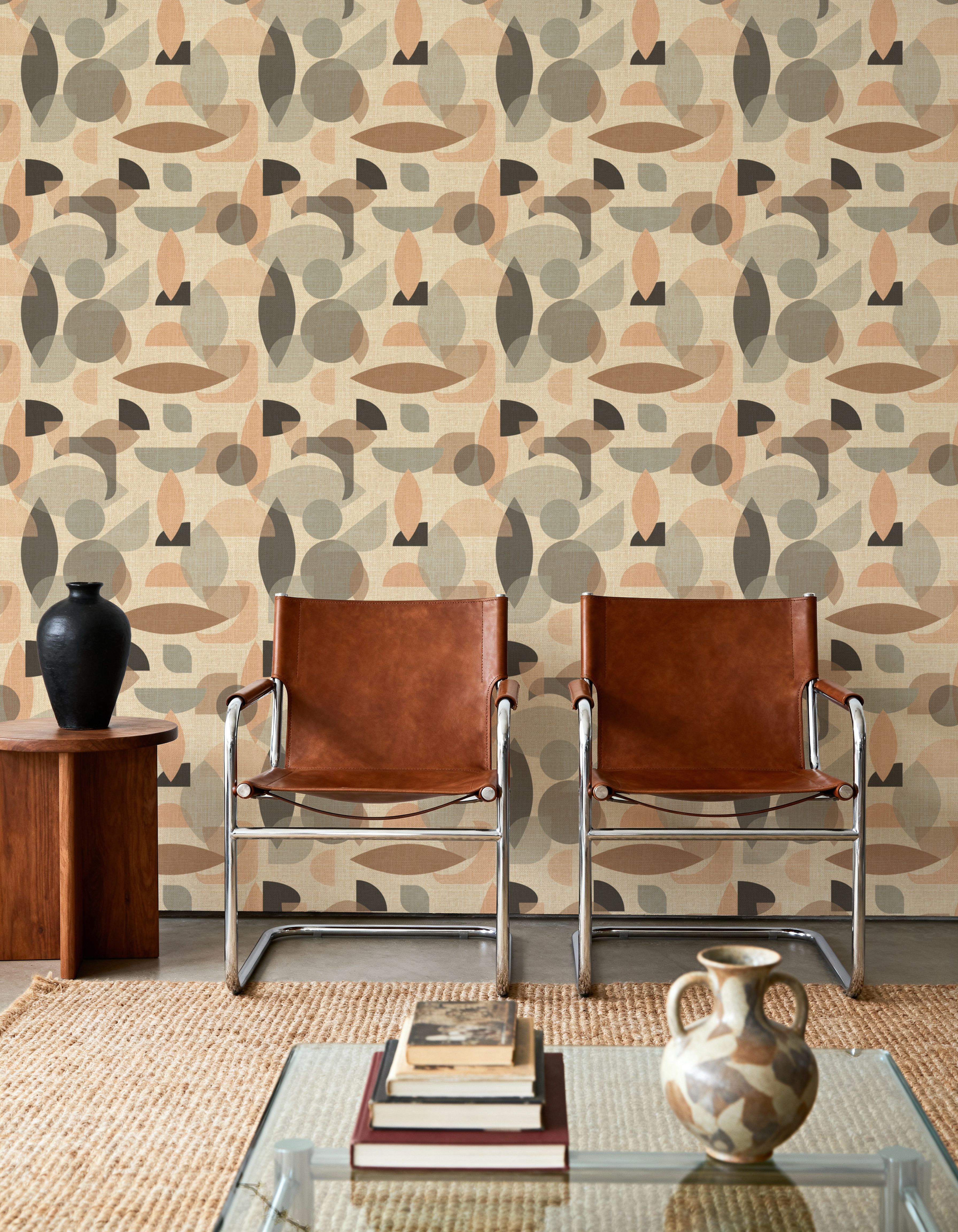 Homley Geometry, Beige, Wallpaper