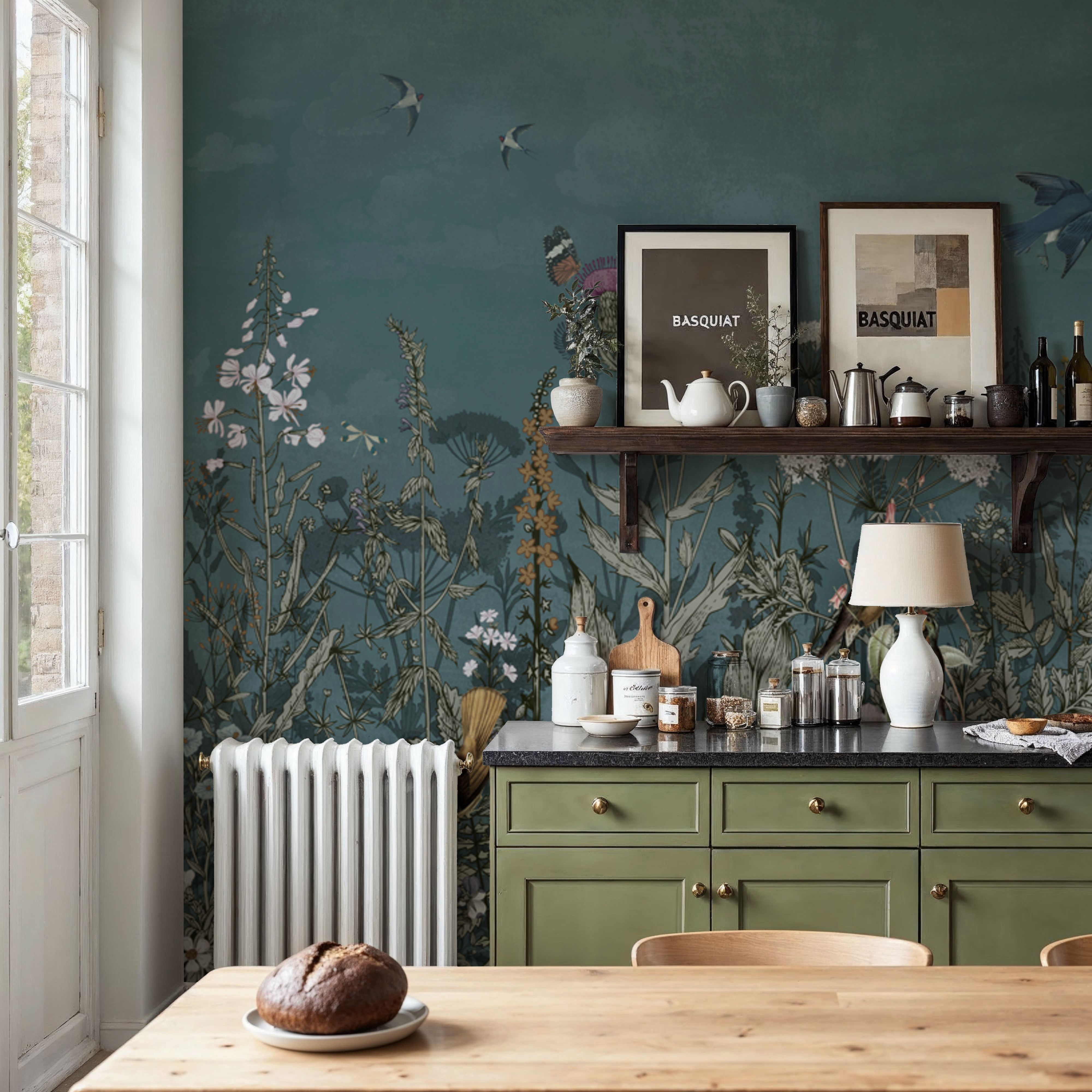 Meadow Finds Dusty Blue, Behang