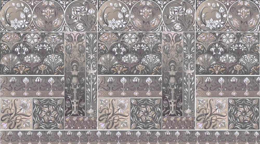 Art Deco Floral Wall Beige