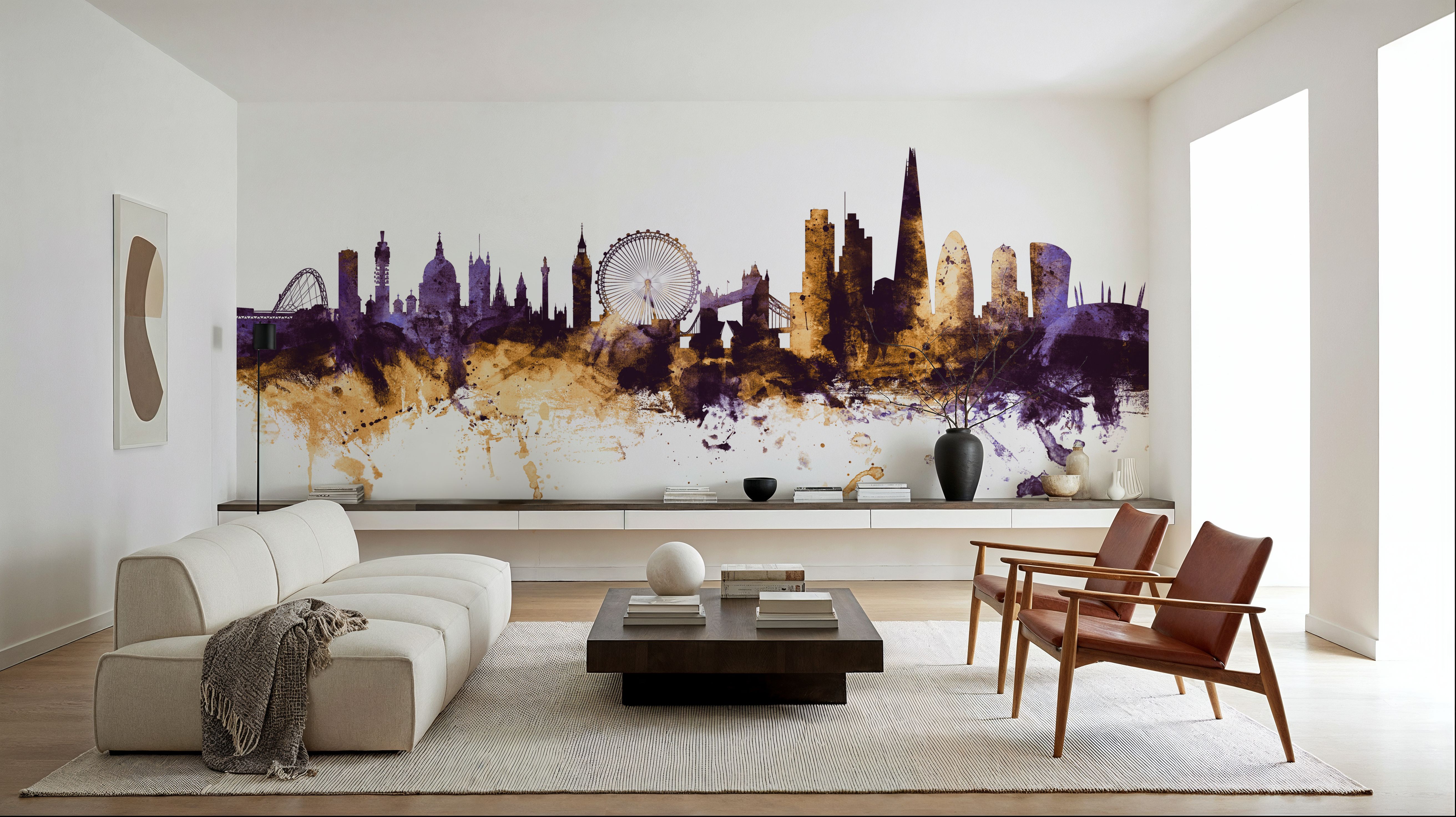 London Skyline Purple & Gold