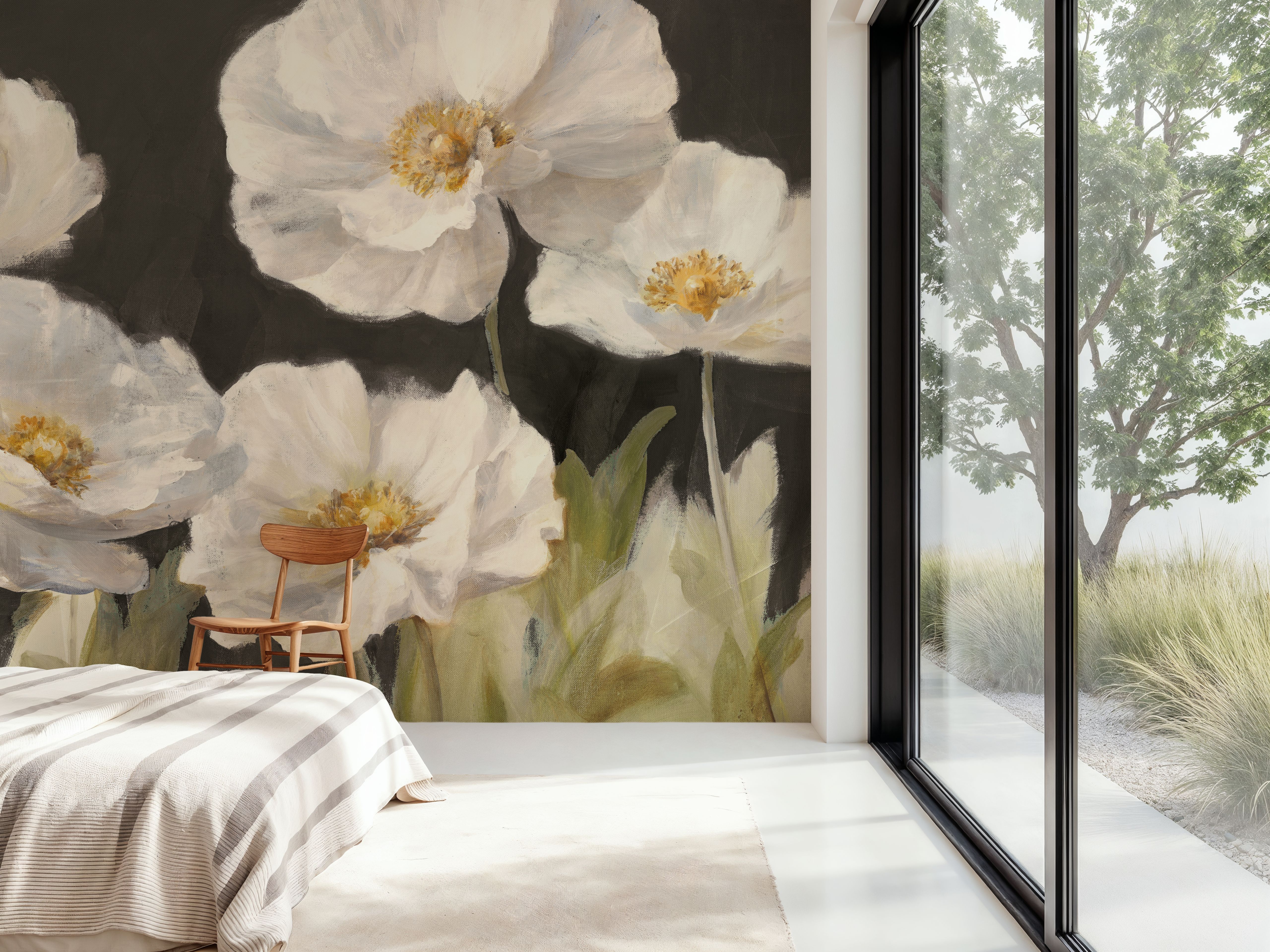 White Anemones on Black