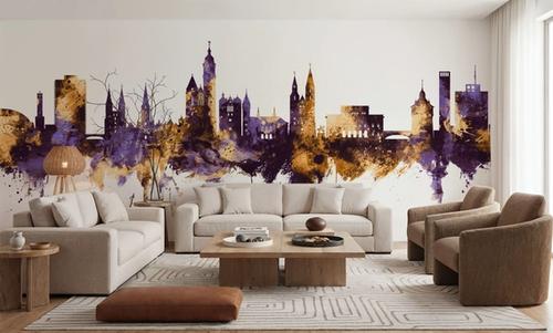 Braunschweig Germany Skyline Purple & Gold