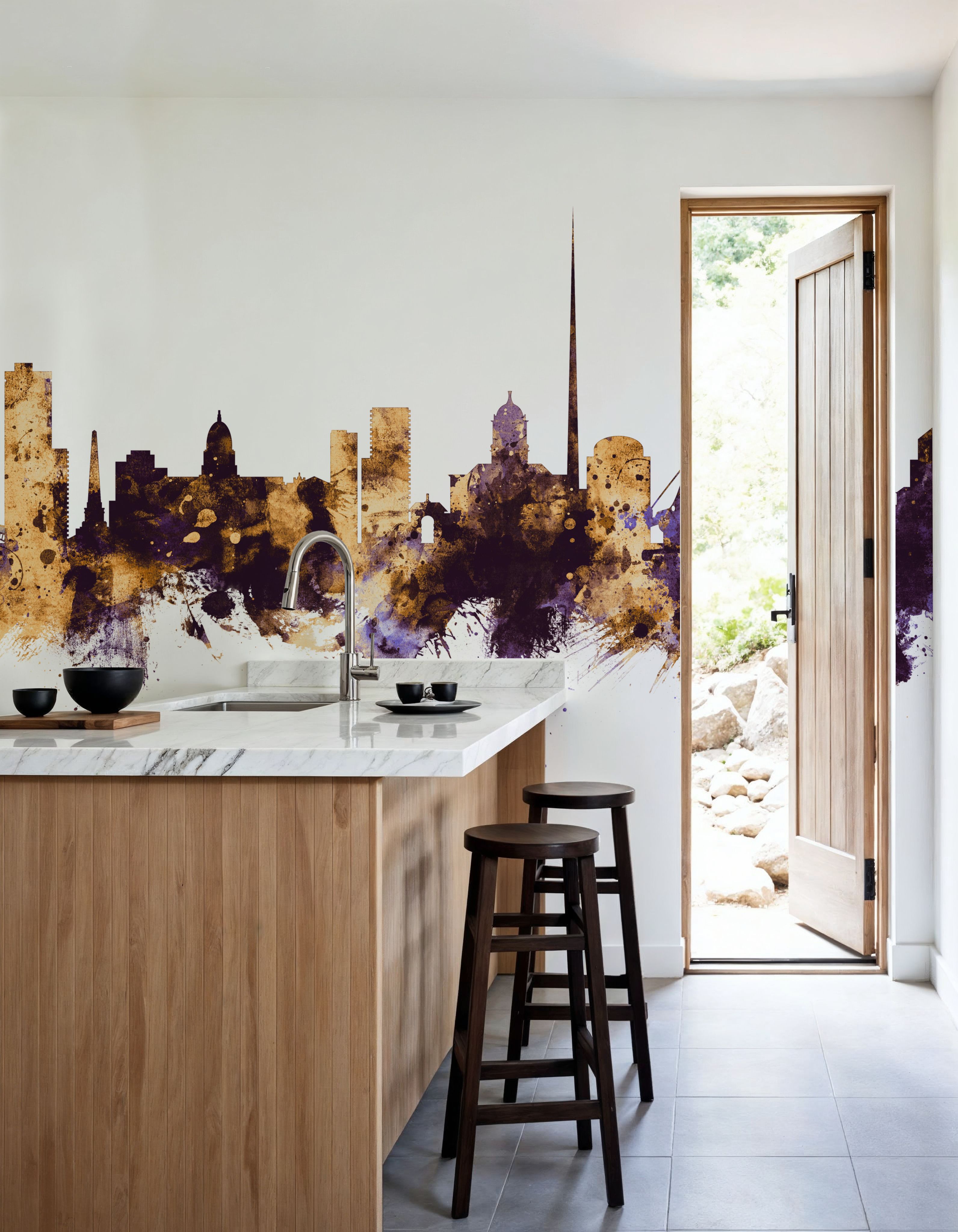 Dublin Ireland Skyline Purple & Gold