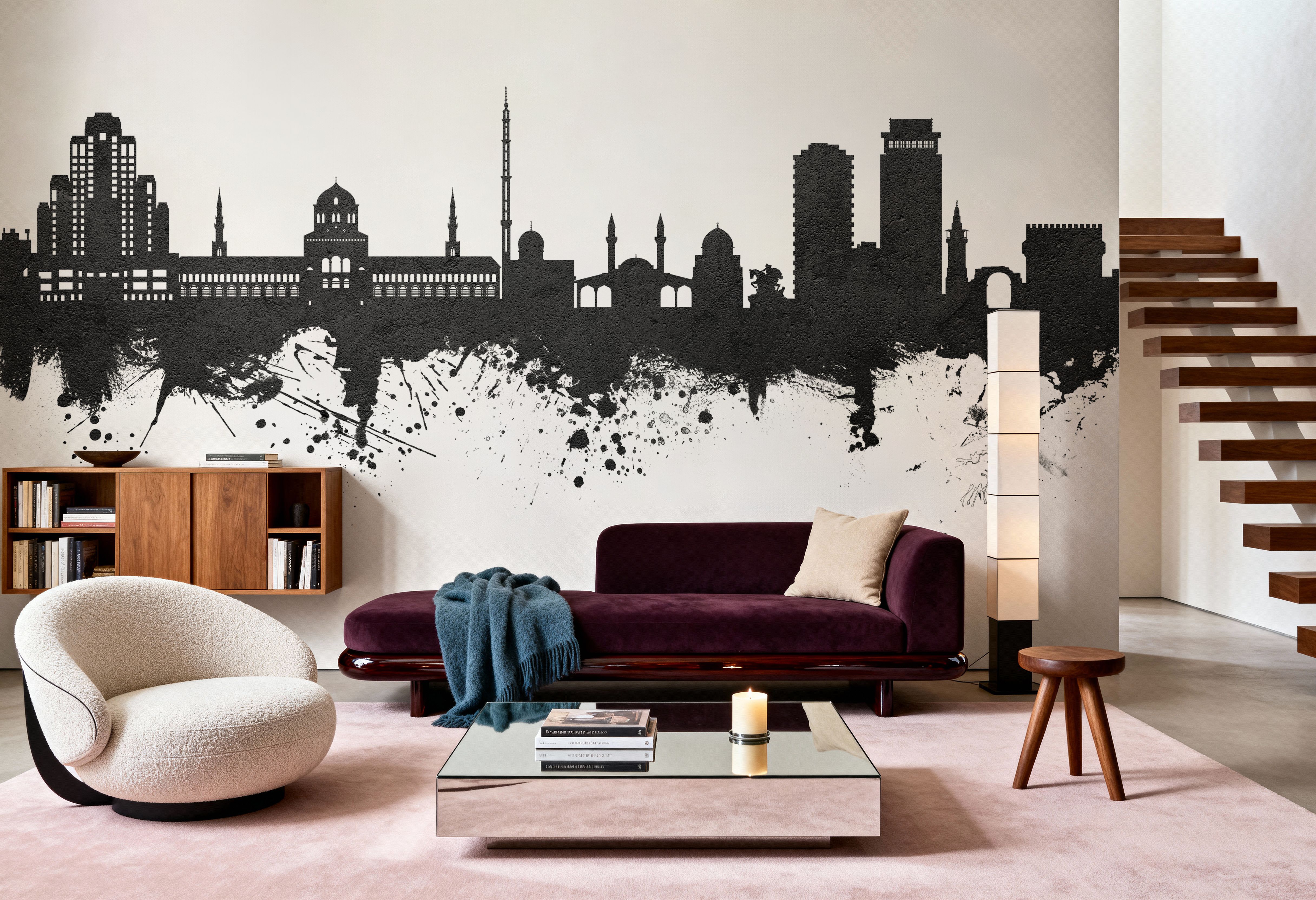 Damascus Syria Skyline Black & White