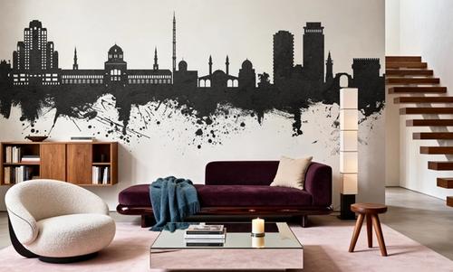 Damascus Syria Skyline Black & White