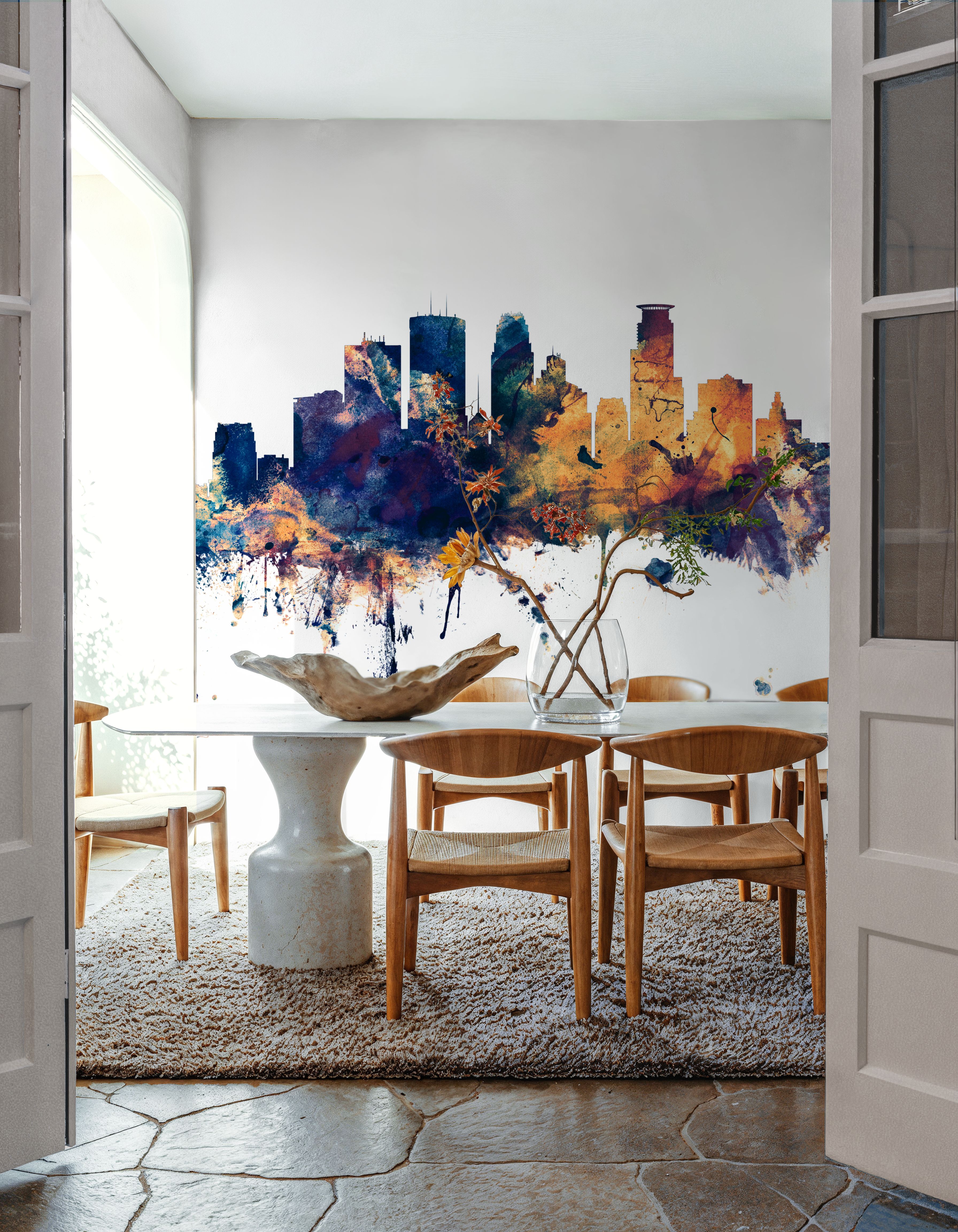 Minneapolis Minnesota Skyline Blue & Bronze