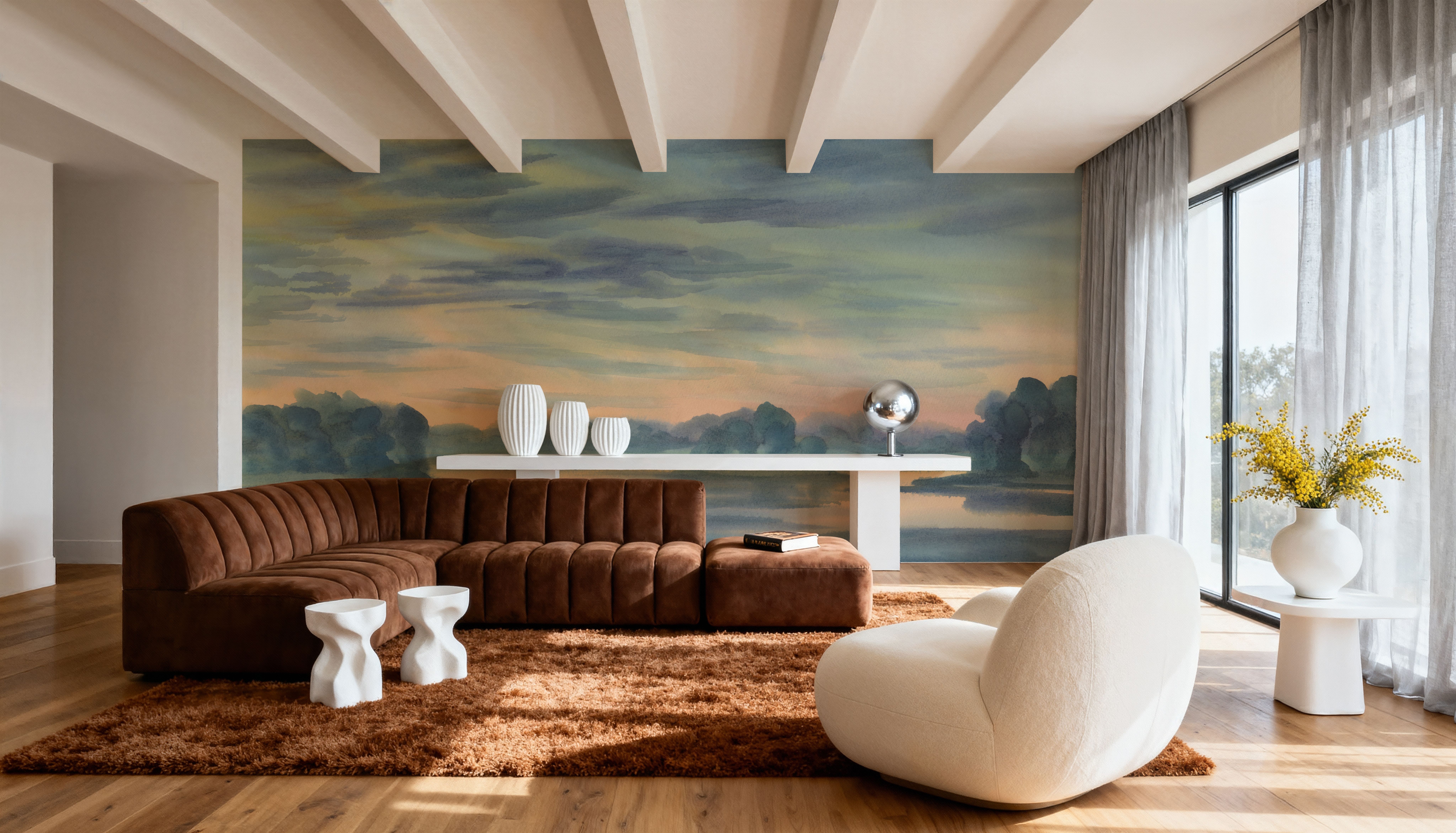 Watercolor Twilight Lake