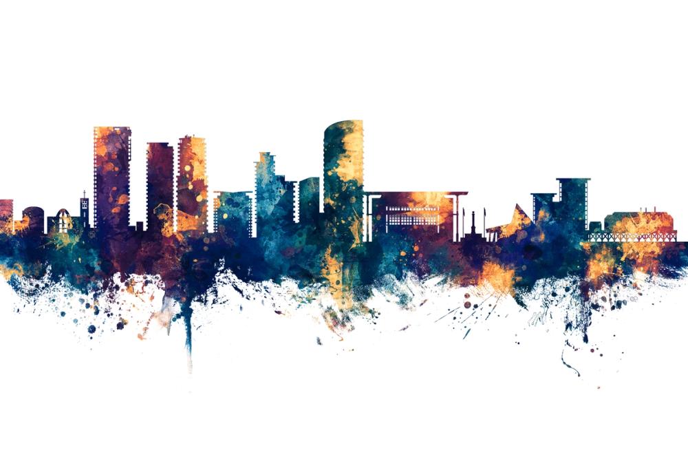 Darwin Australia Skyline Blue & Bronze