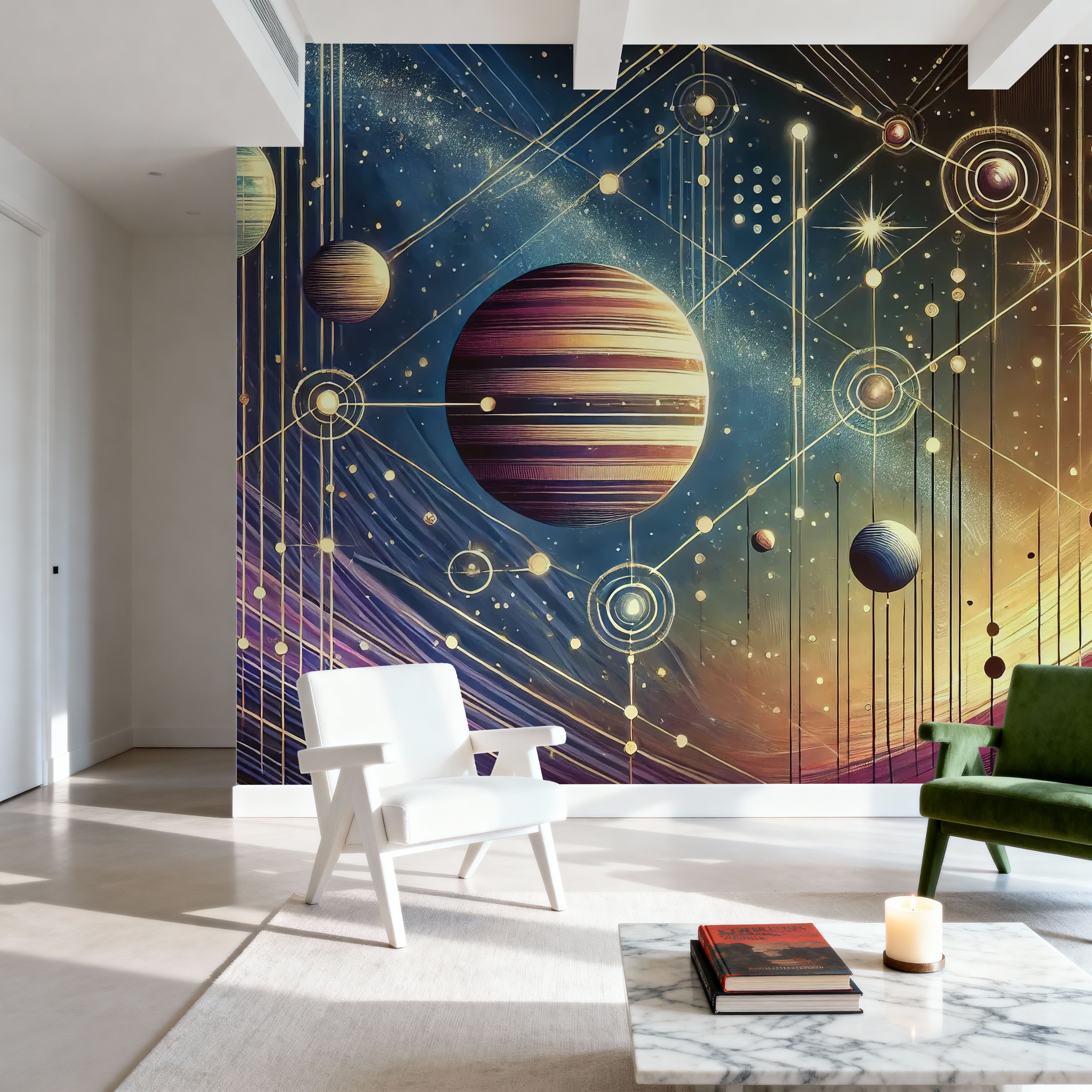 Galactic Harmony Scene in Art Deco