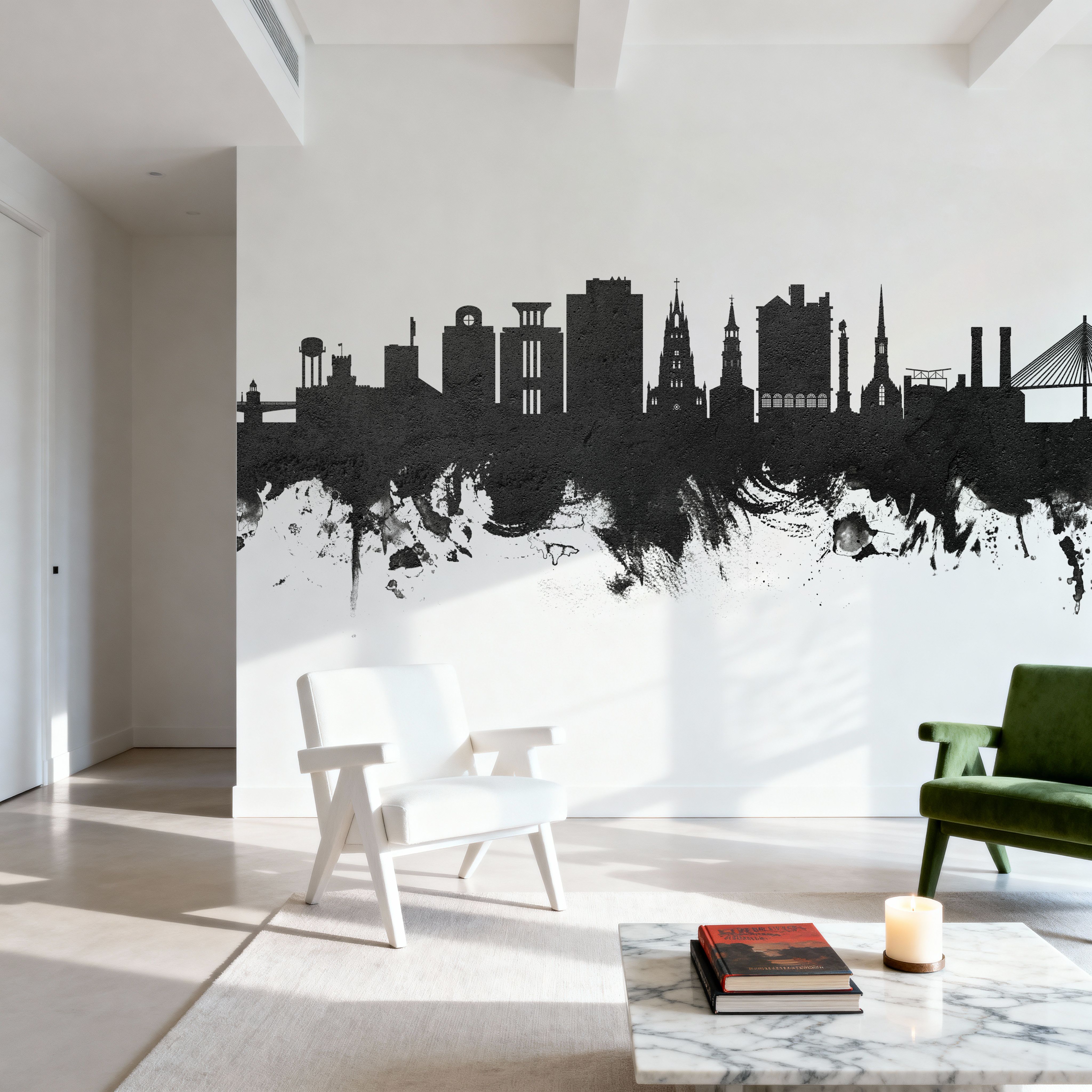 Charleston South Carolina Skyline Black & White