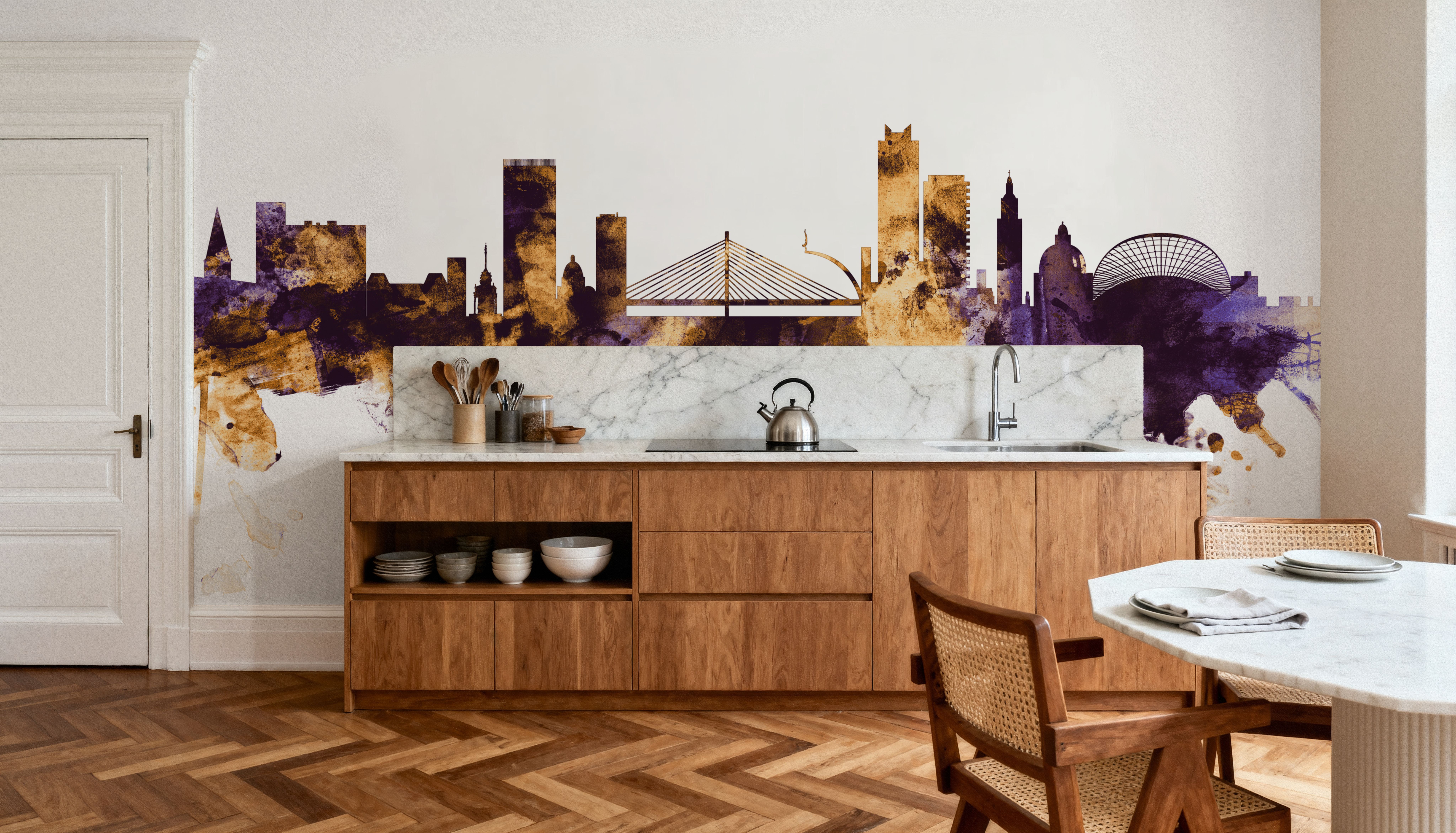 Liege Belgium Skyline Purple & Gold