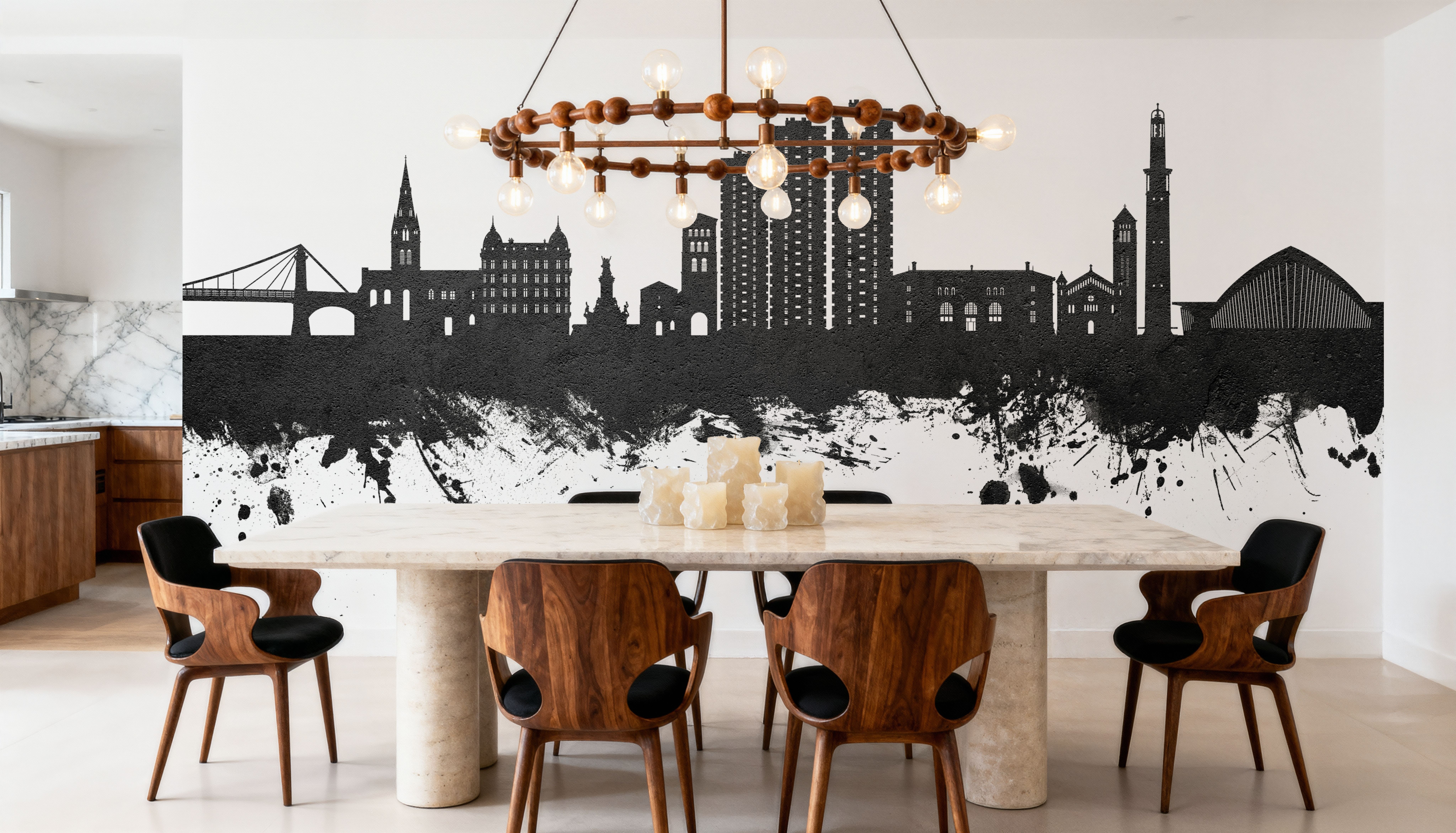 Grenoble Skyline Black & White