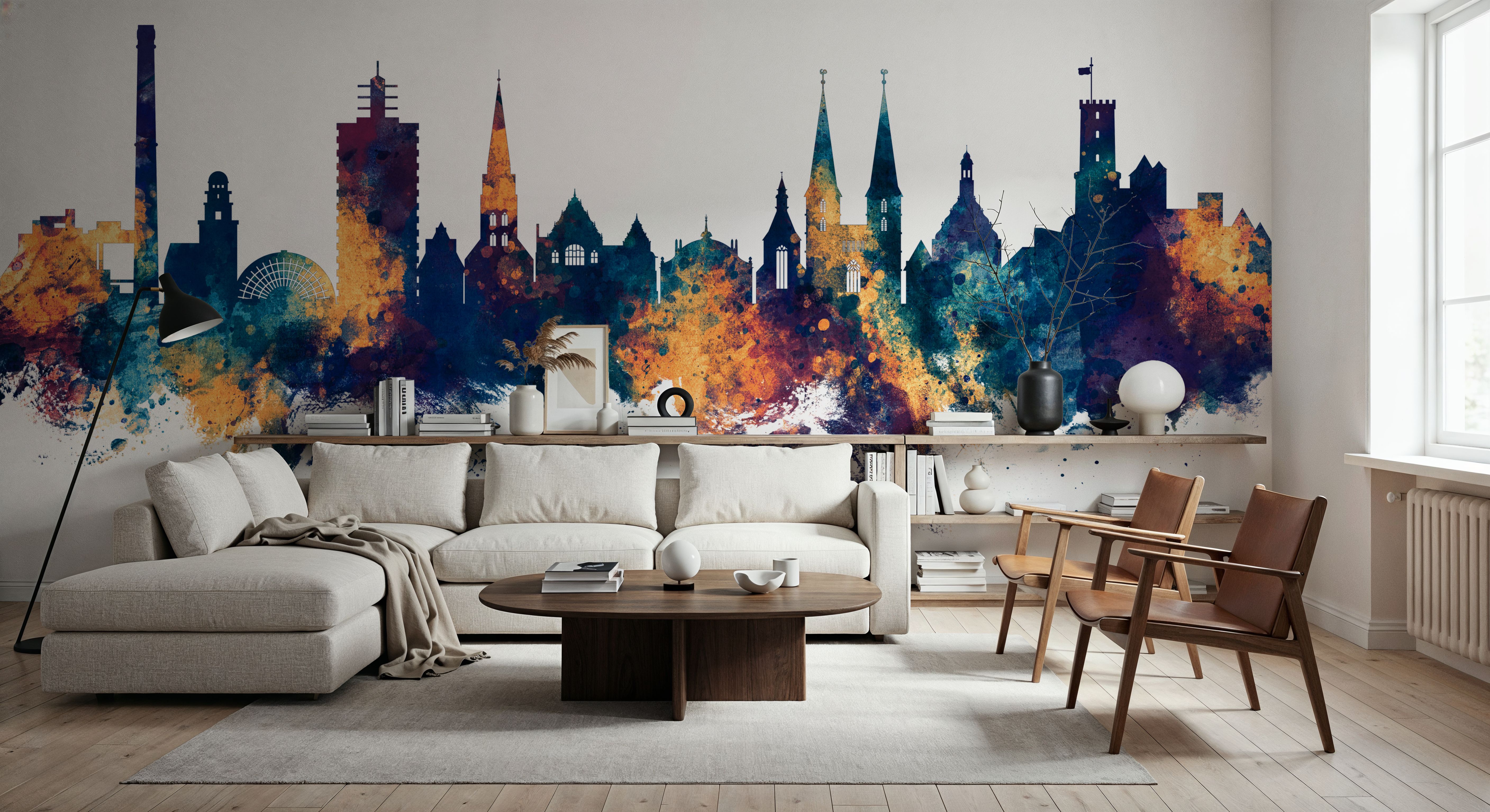 Bielefeld Germany Skyline Blue & Bronze, Tapeten