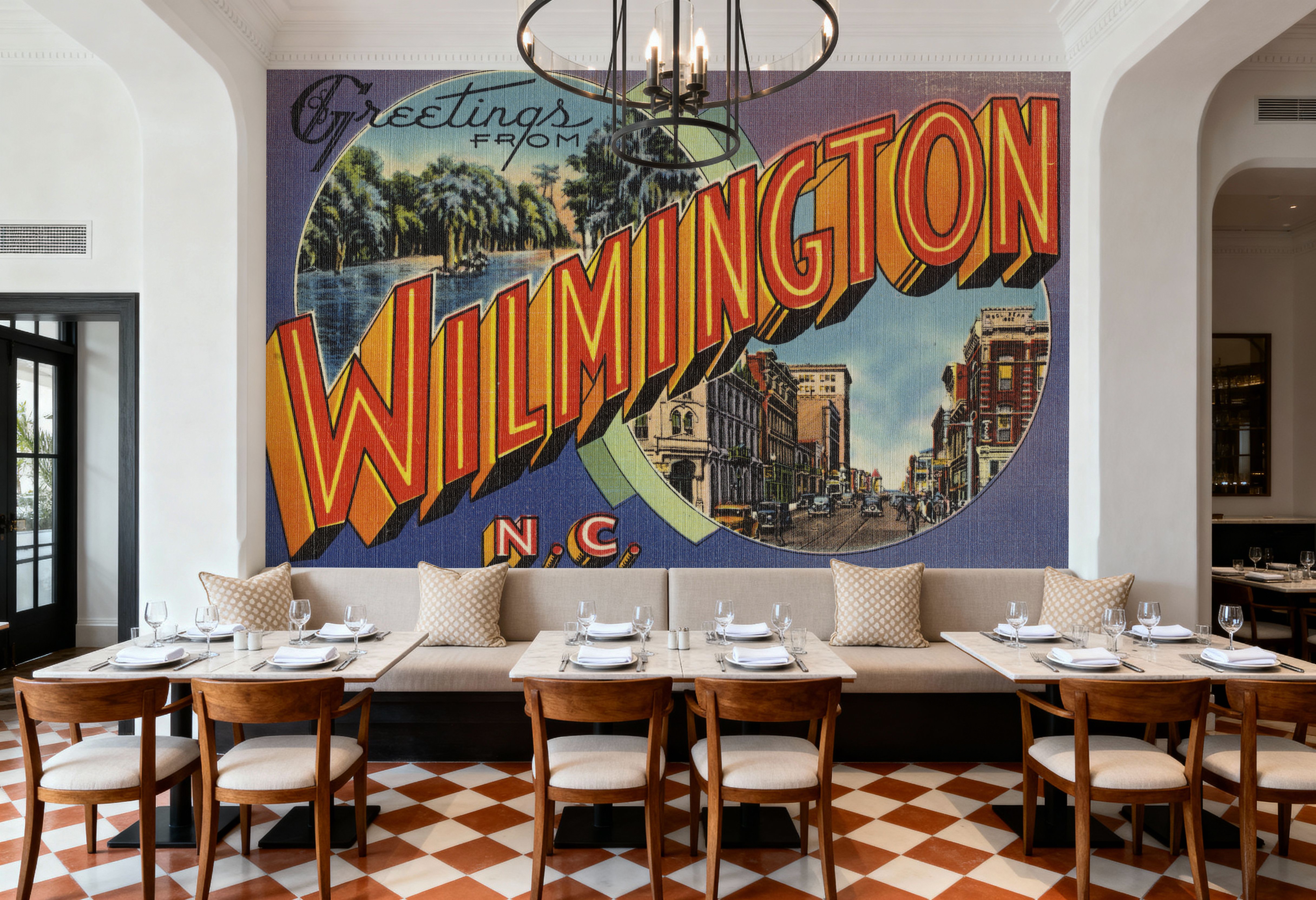 Greetings from Wilmington - Screenprint Postcard, Wallpaper