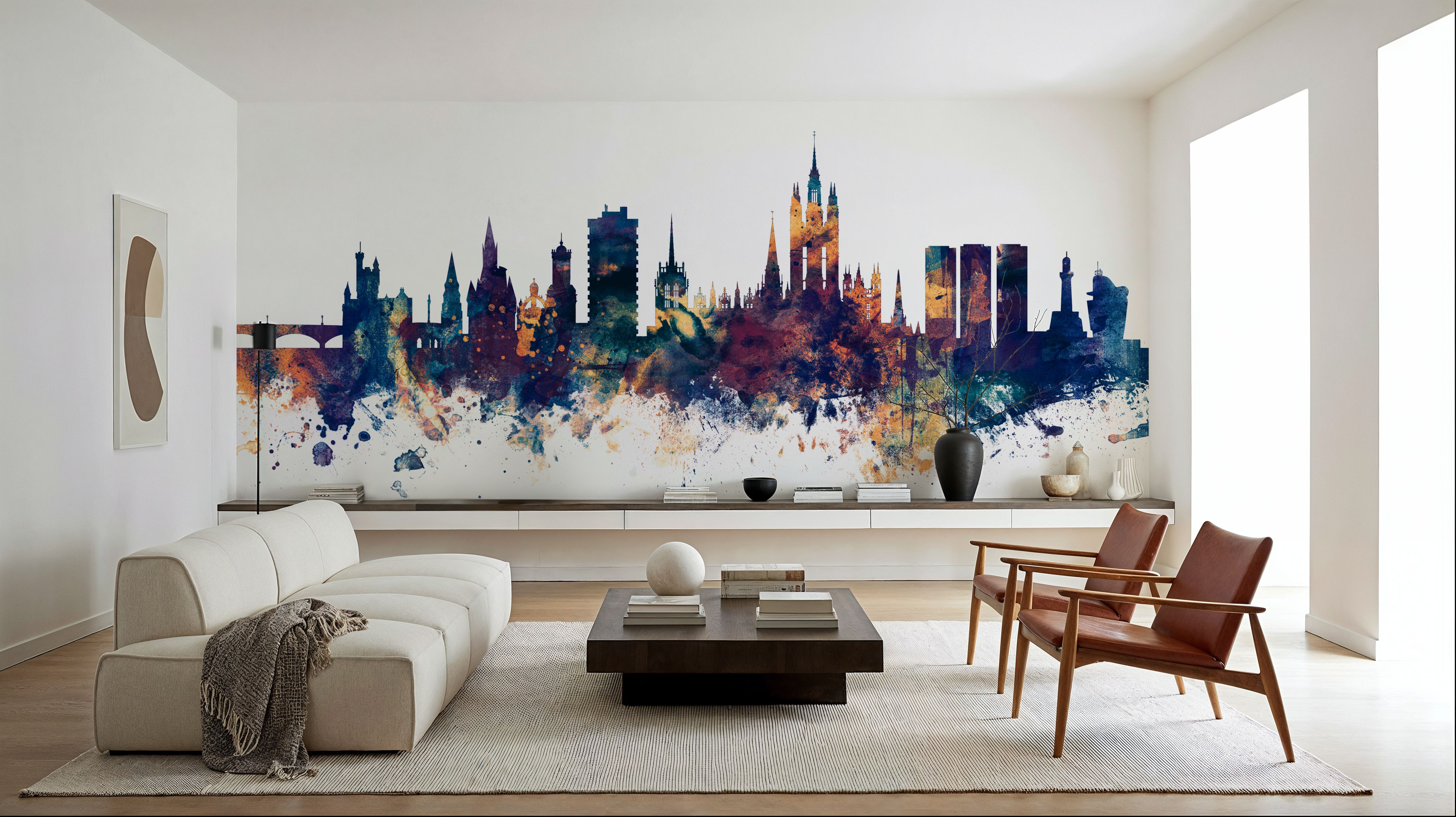 Aberdeen Scotland Skyline Blue & Bronze, Wallpaper