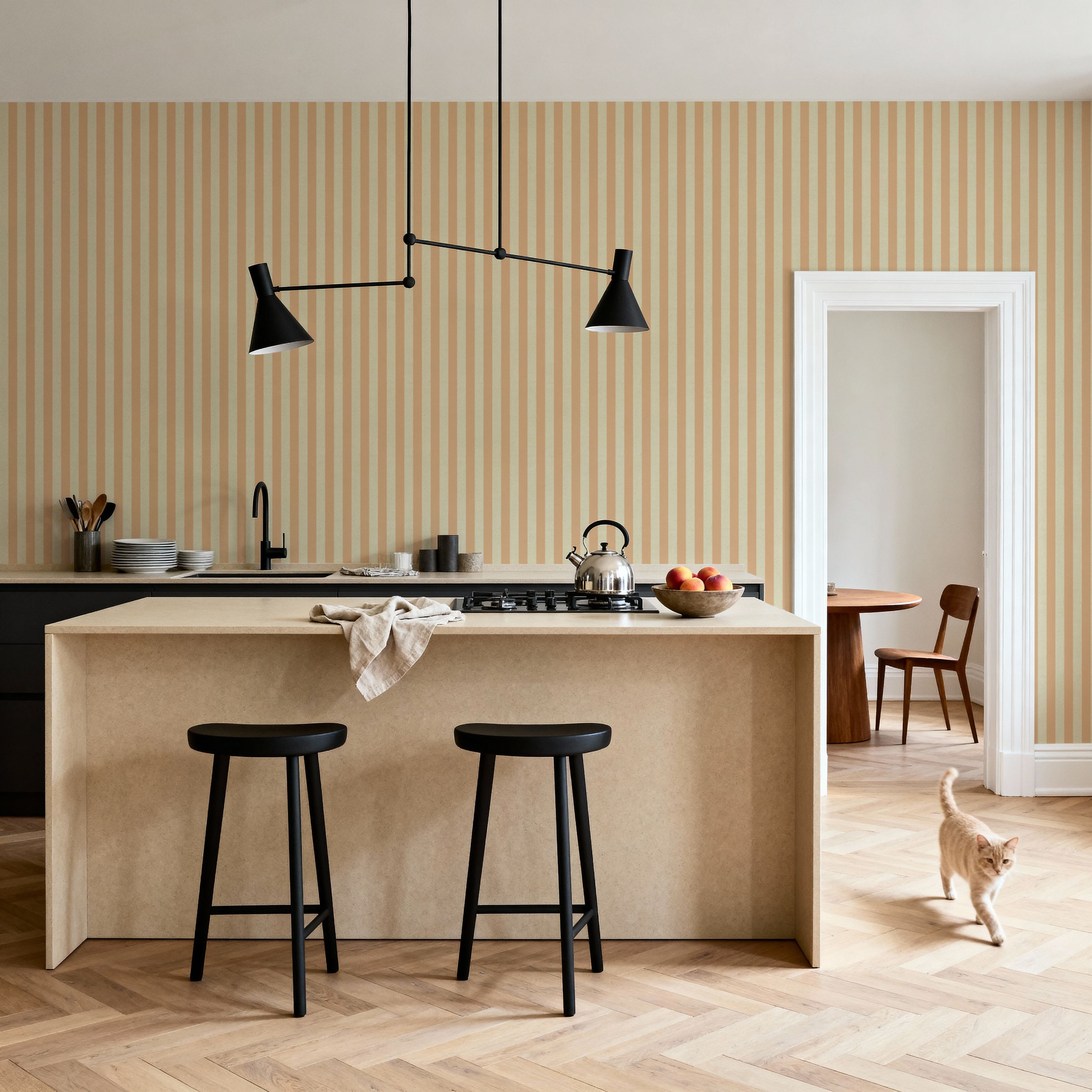 Ticking Awning Stripes, Peach, Tapeta