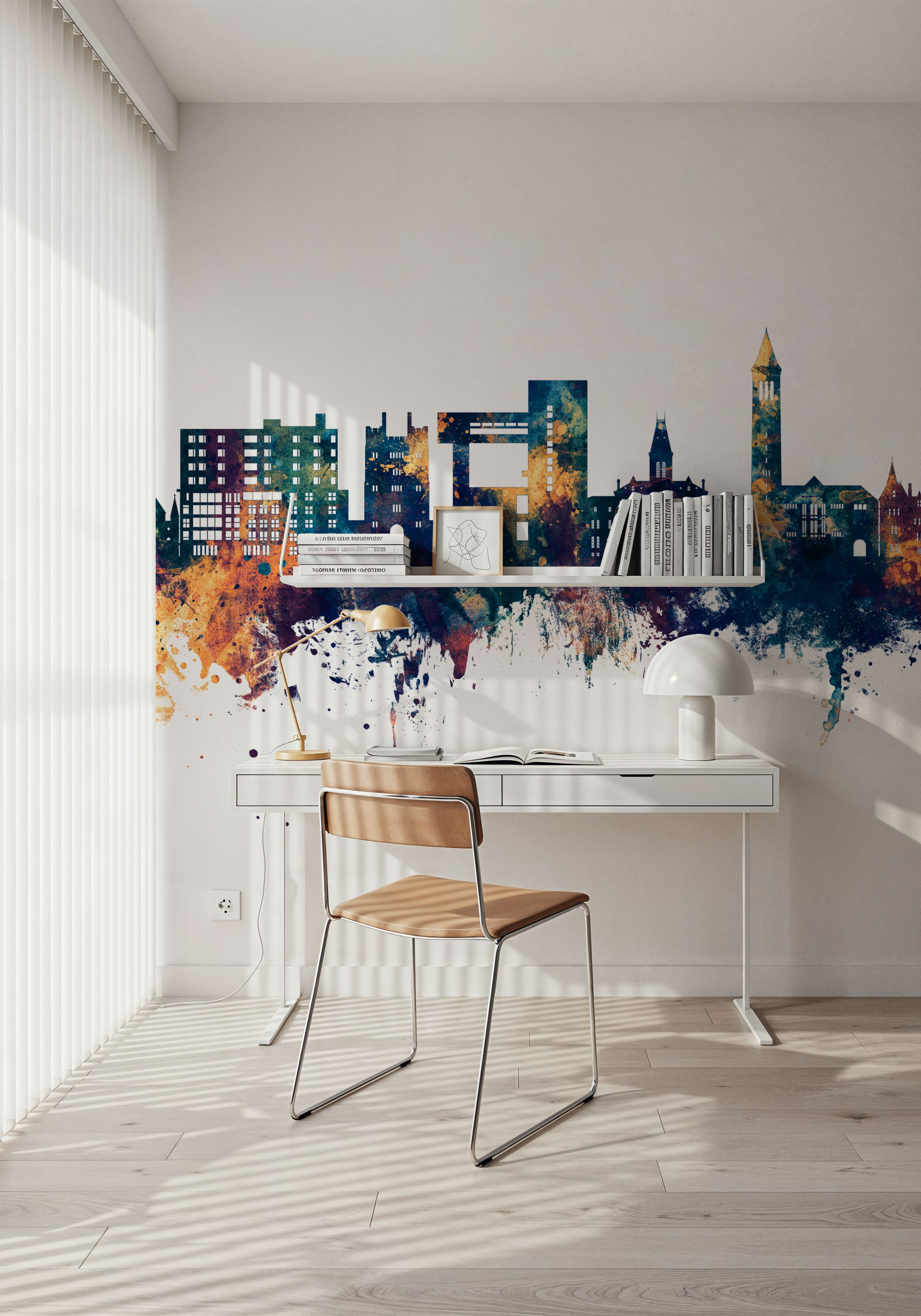 Ithaca New York Skyline Blue & Bronze