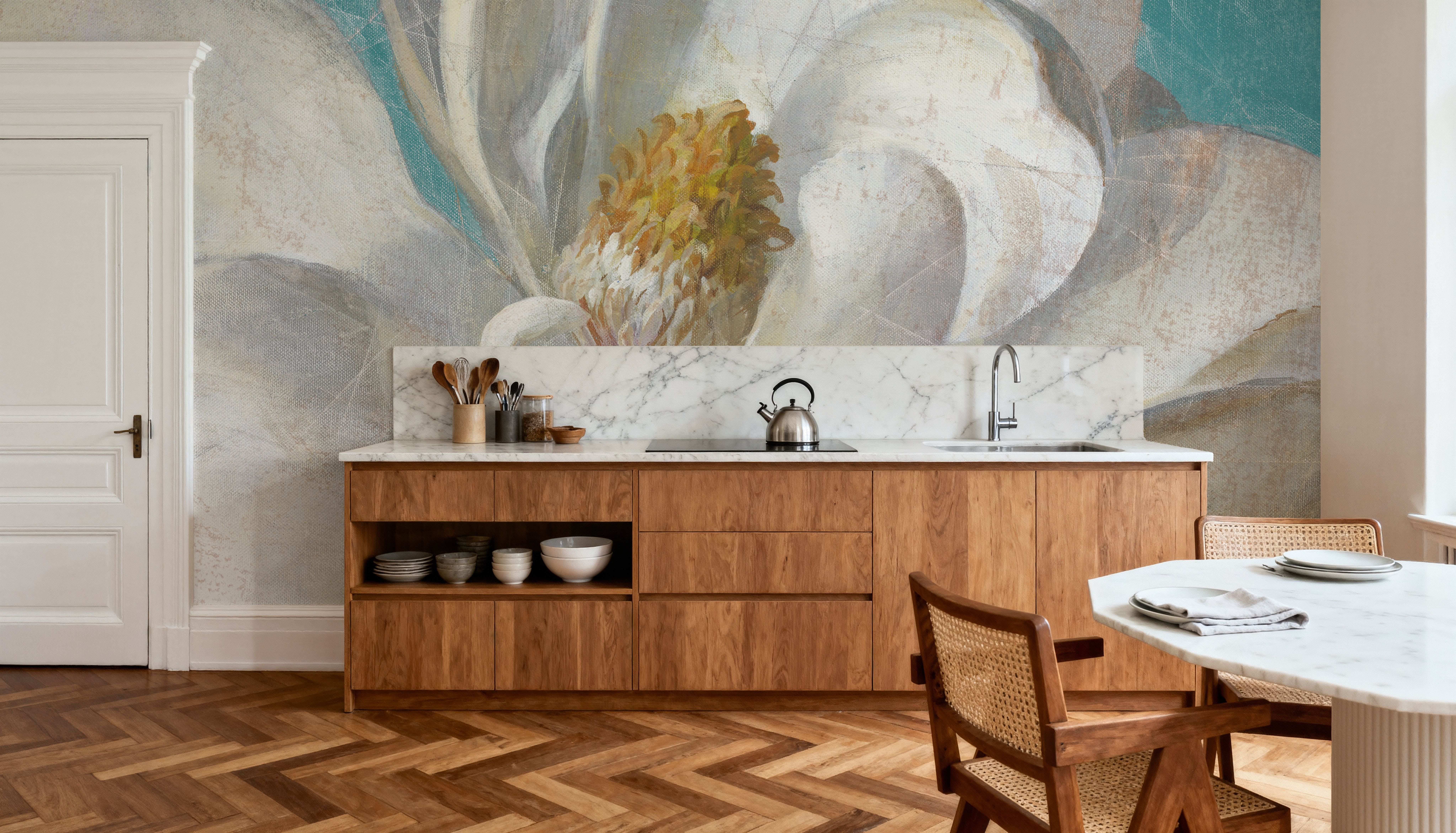 Turquoise Bloom I, Wallpaper