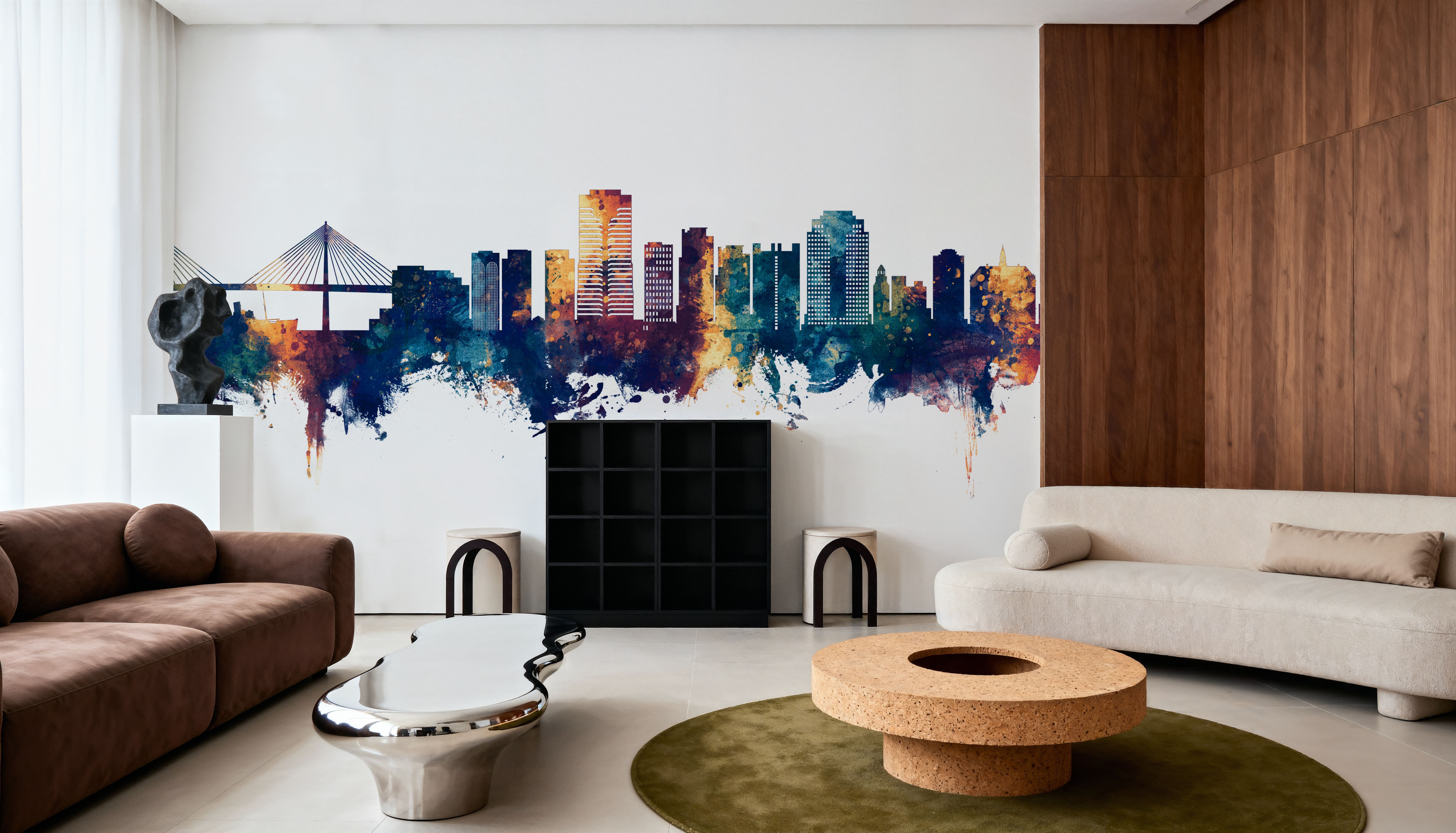 Long Beach California Skyline Blue & Bronze