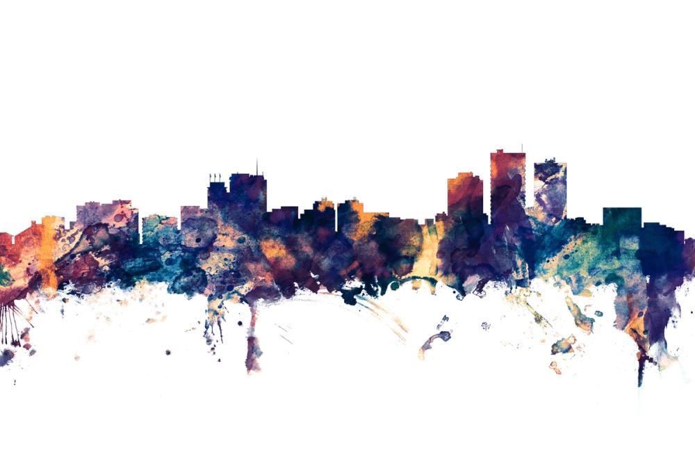 Anchorage Alaska Skyline Blue & Bronze