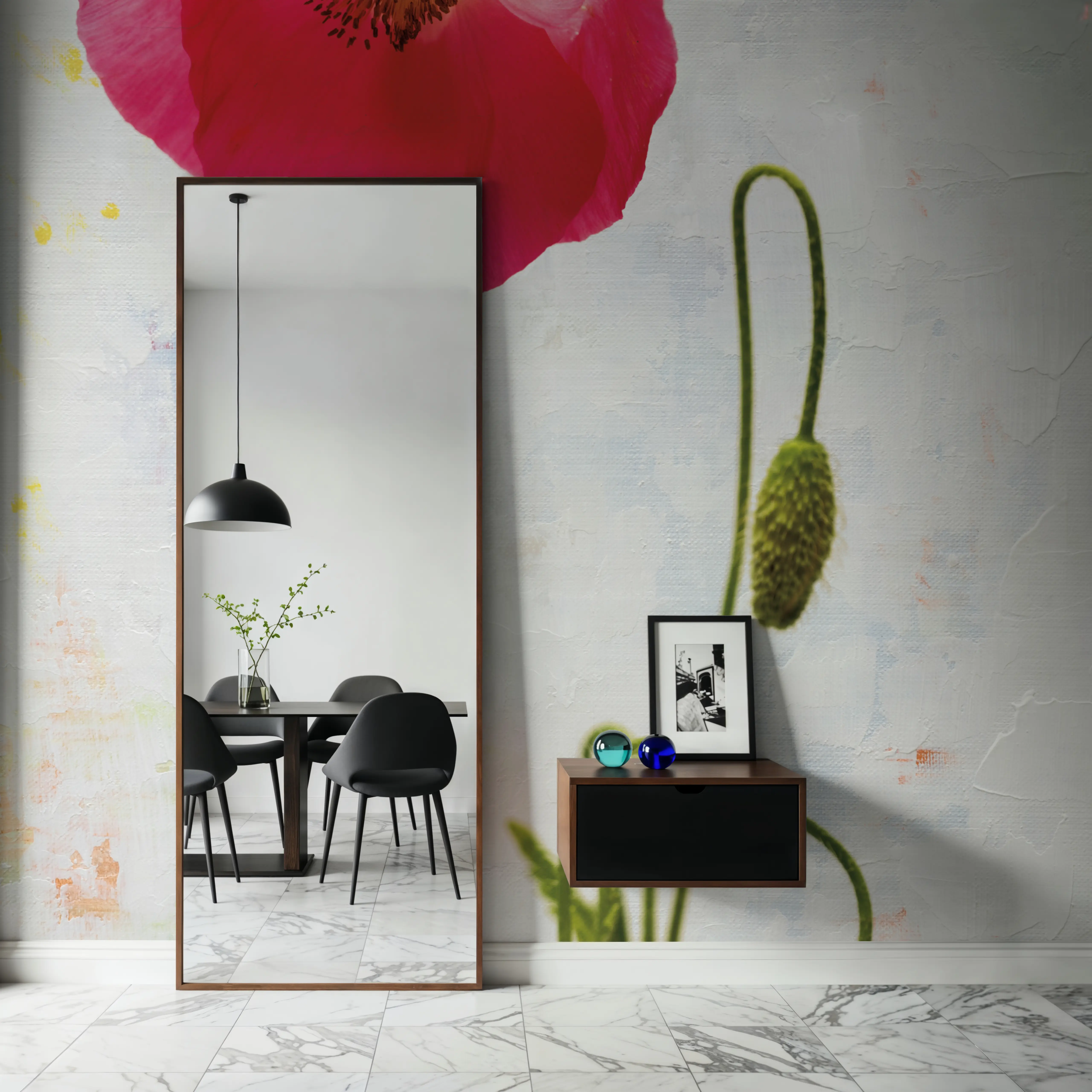 Fotobehang - Wonderful Wildflowers I - Bloemen Natuur Mural - Roze - Kantoorruimtes - Wallism België - Zelfklevend of Vliesbehang