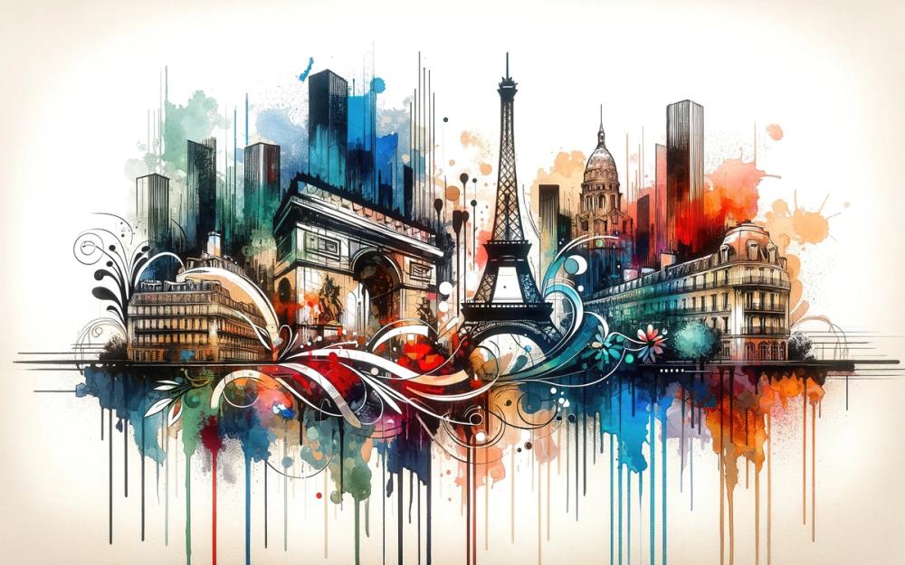 Watercolor Skyline Paris III