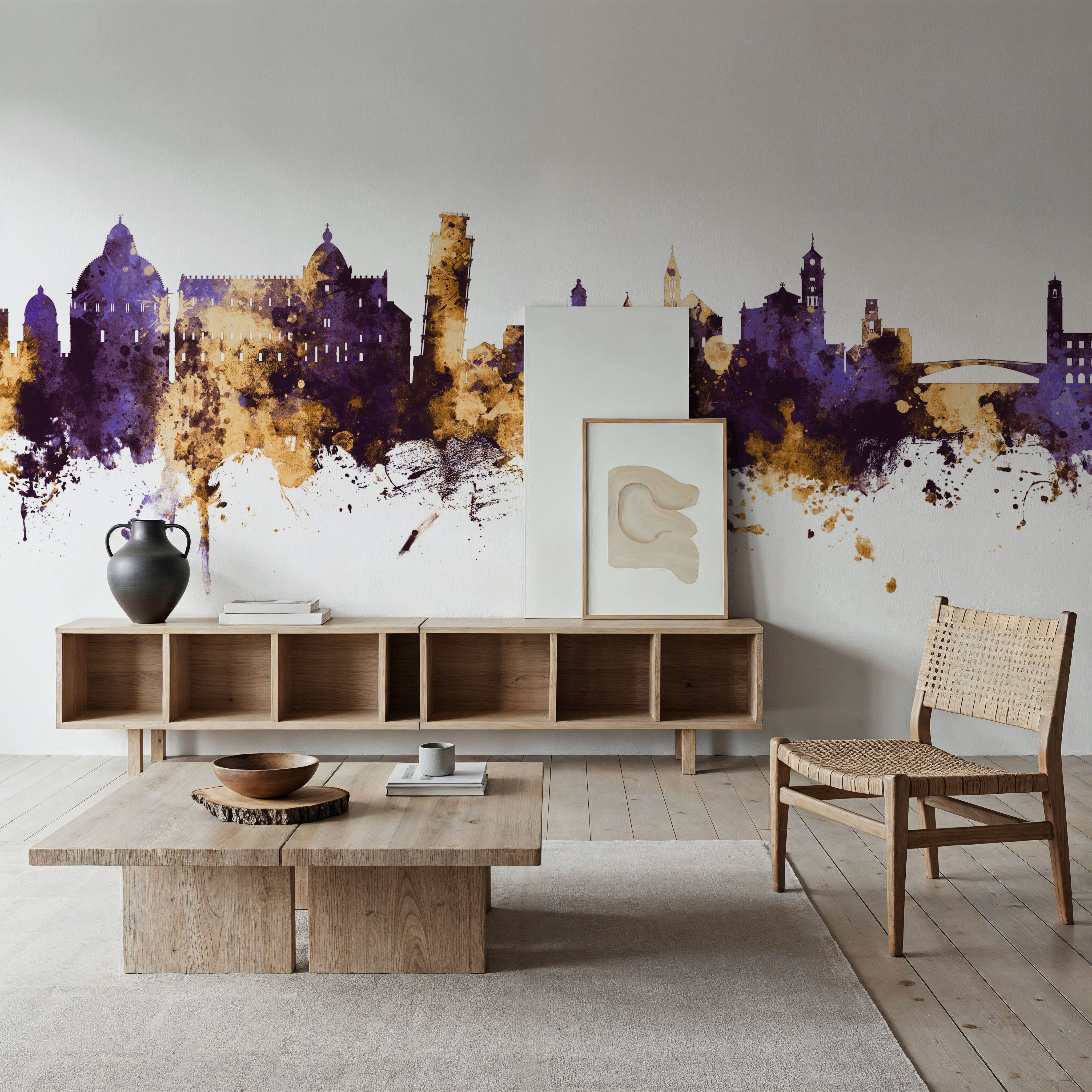 Pisa Italy Skyline Purple & Gold