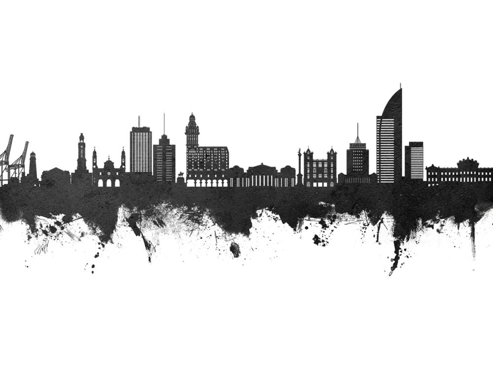 Montevideo Uruguay Skyline Black & White