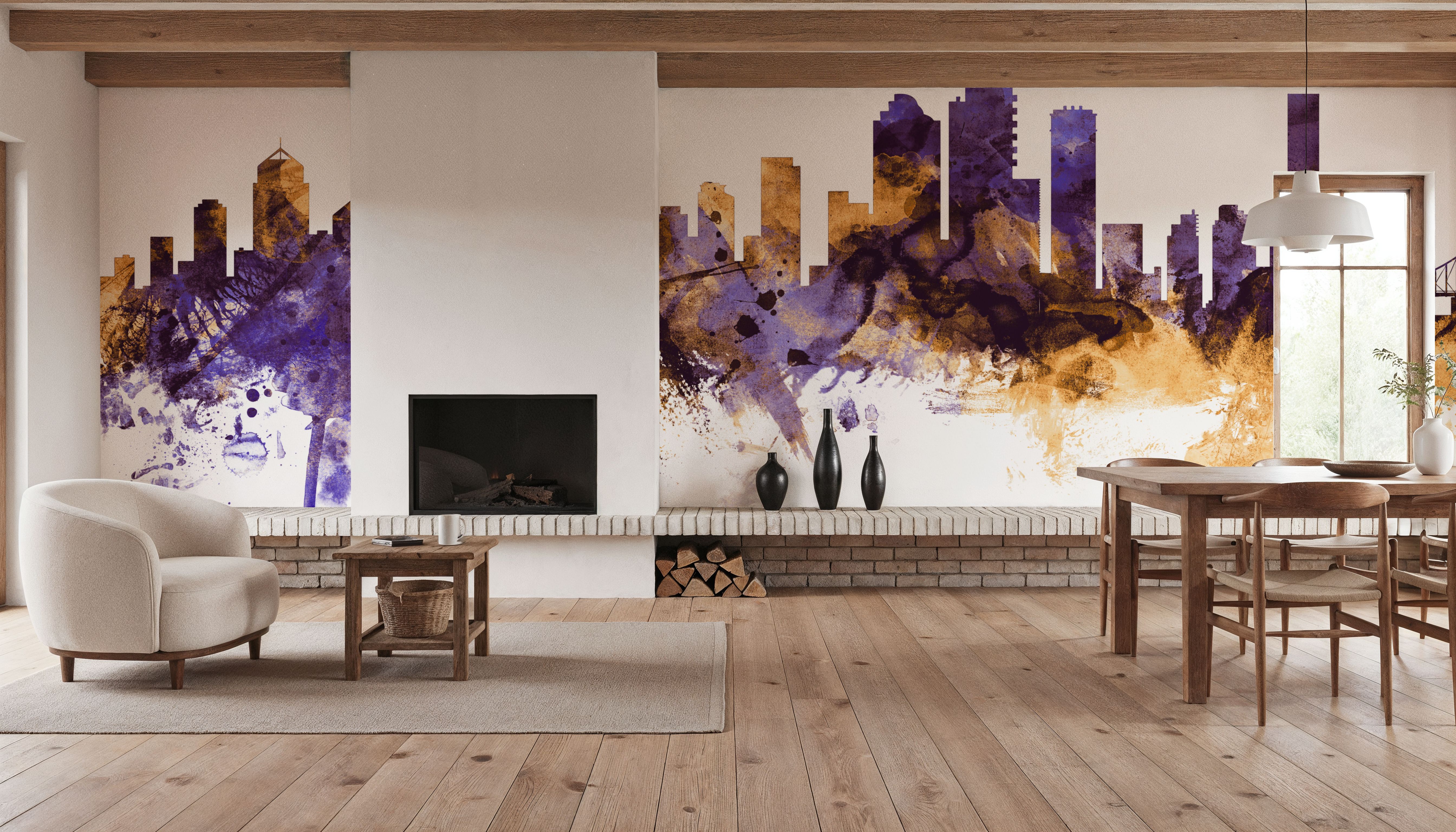 Brisbane Australia Skyline Purpl & Gold