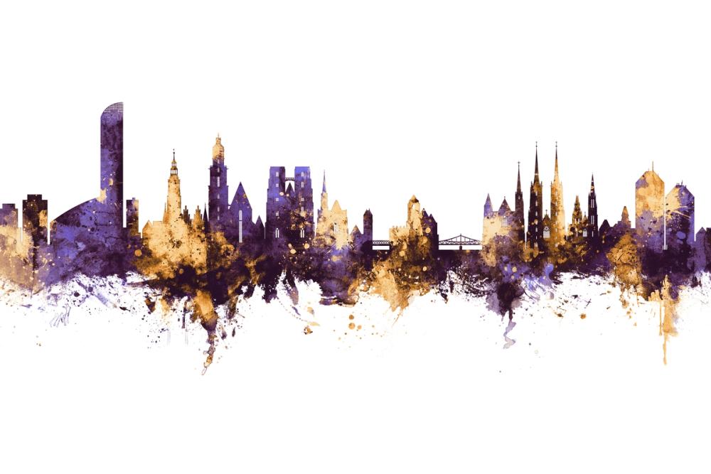 Wroclaw Poland Skyline Purple & Gold