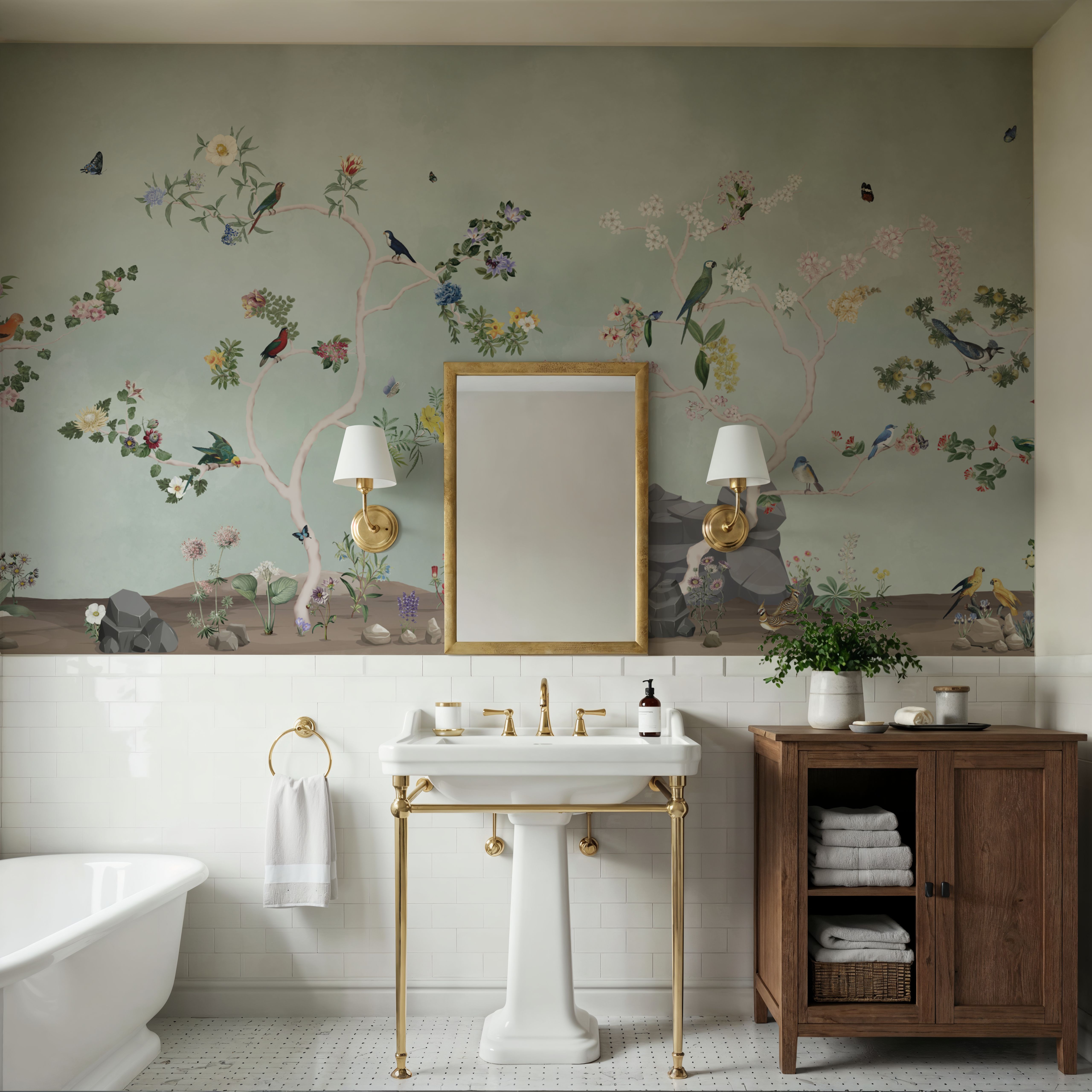 Birds in the Garden Mint