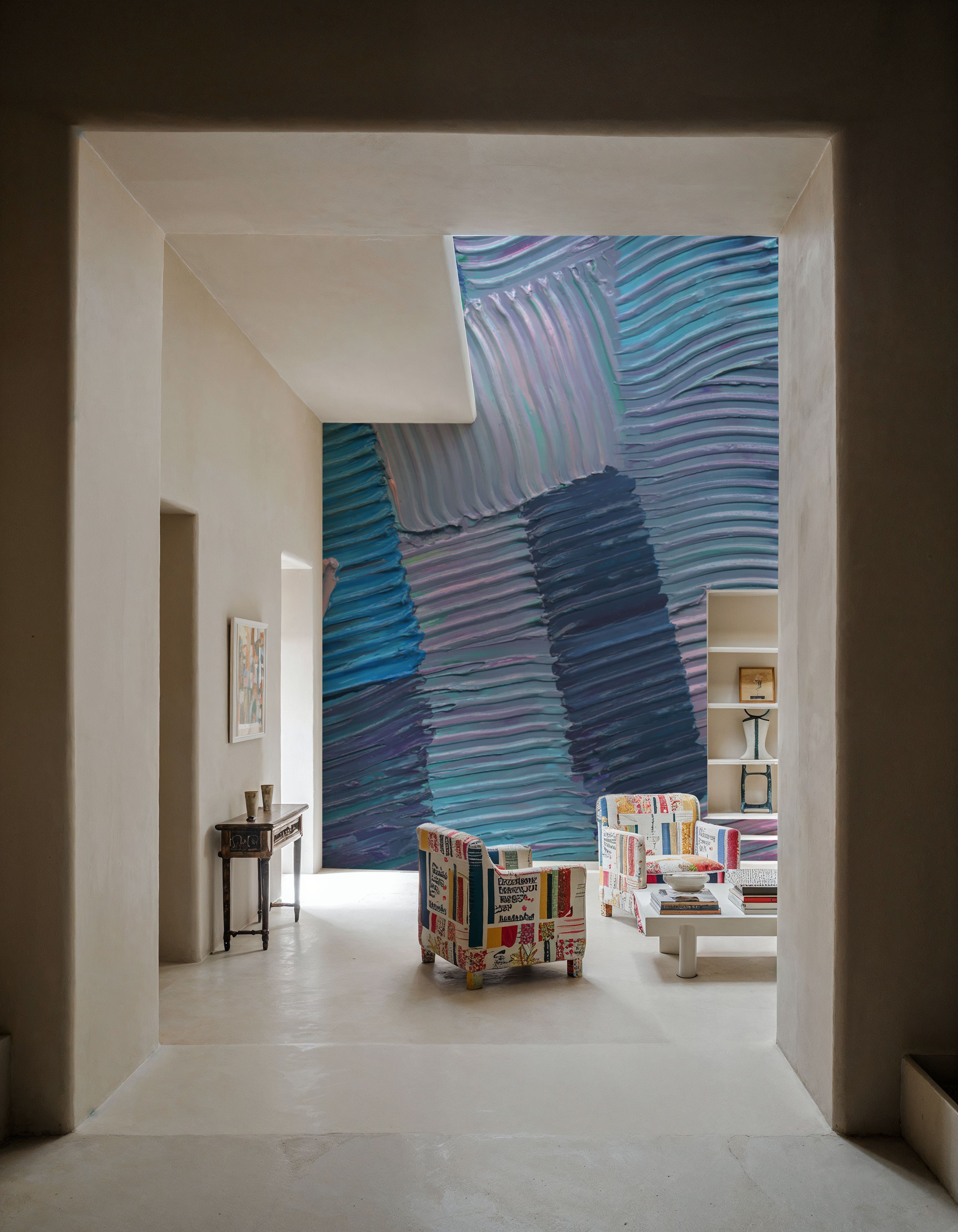 Abstract Stroke Texture Painting, Blue