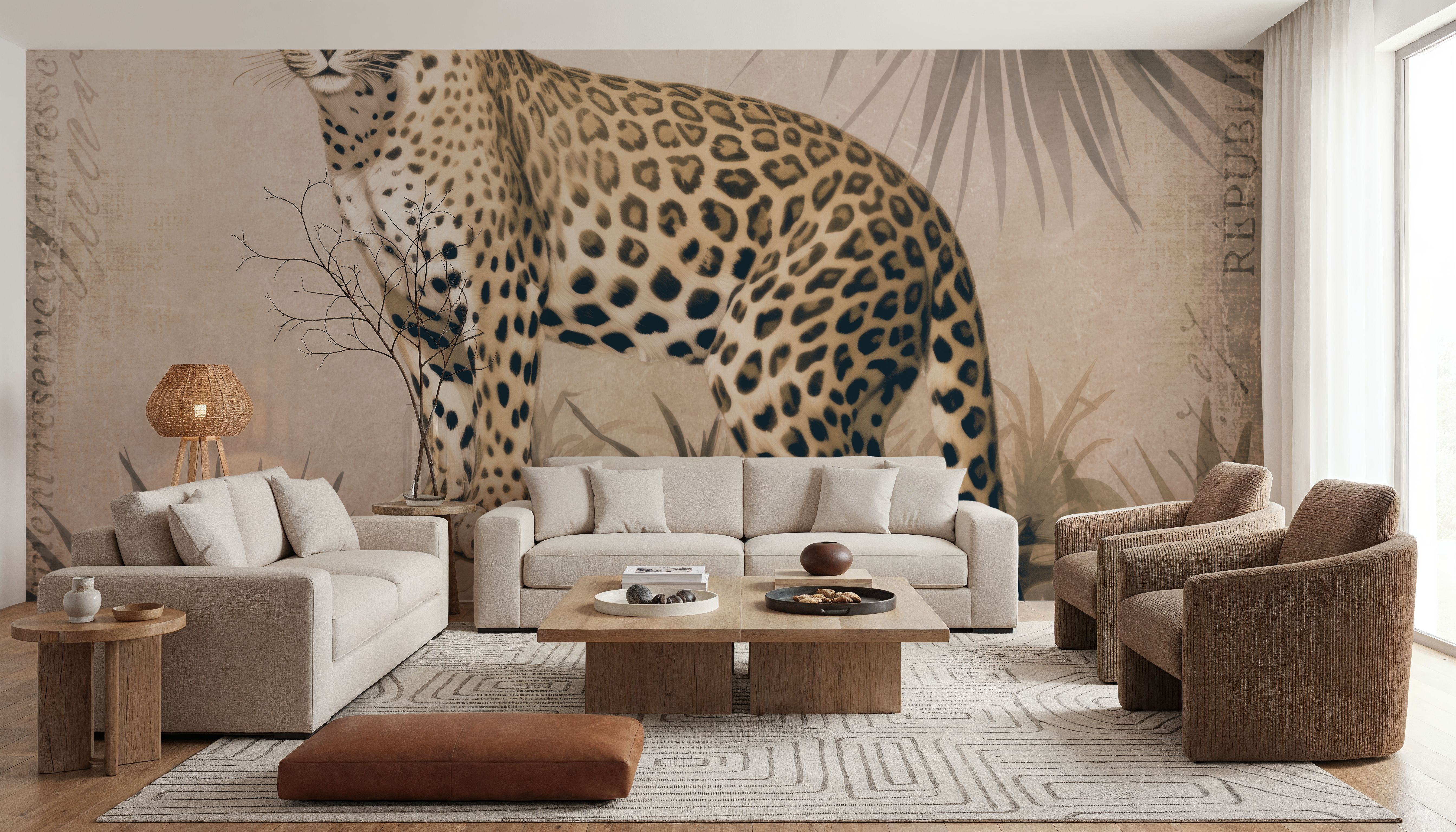 Cheetahs Tropical Jungle Monochrome