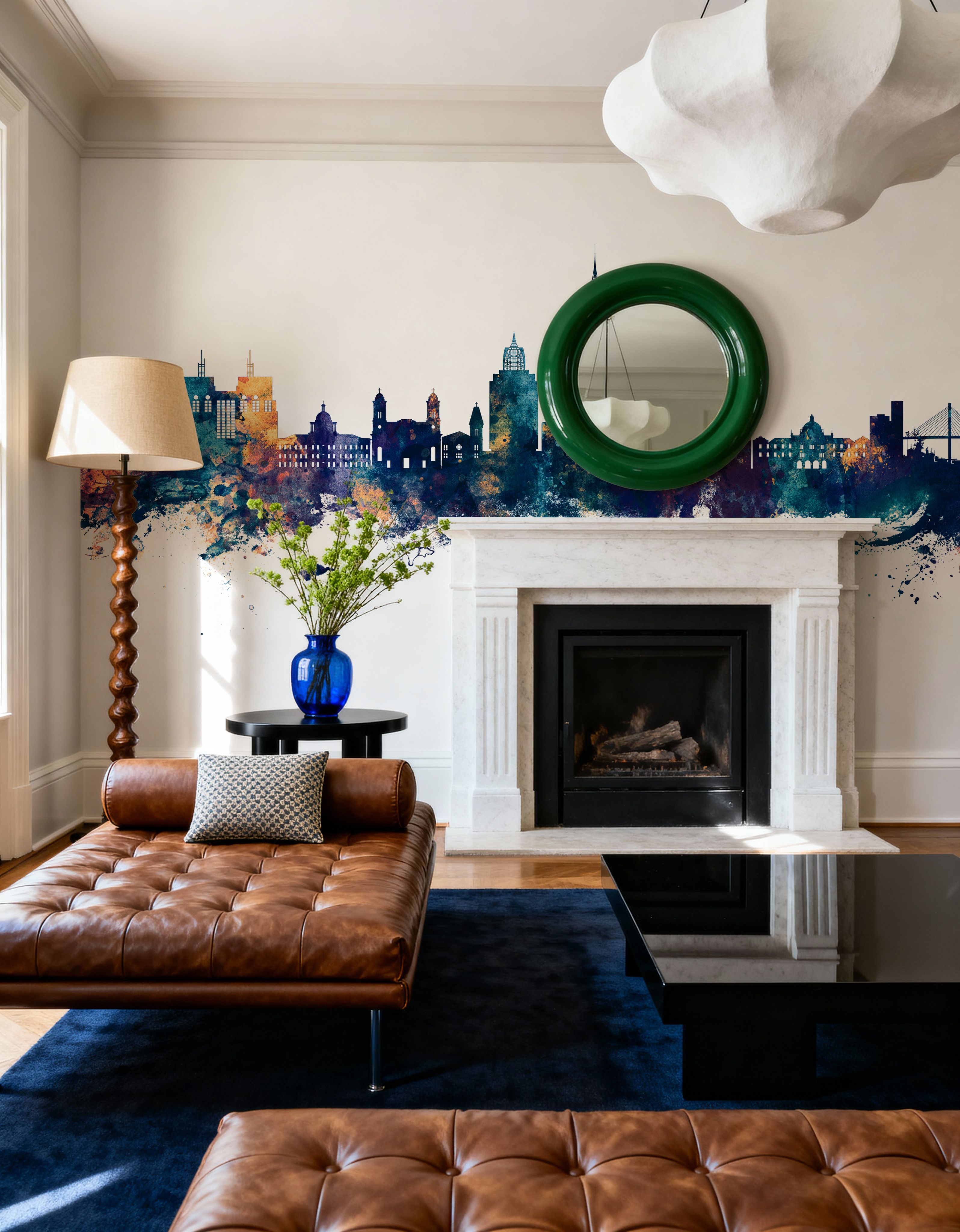 Mobile Alabama Skyline Blue & Bronze