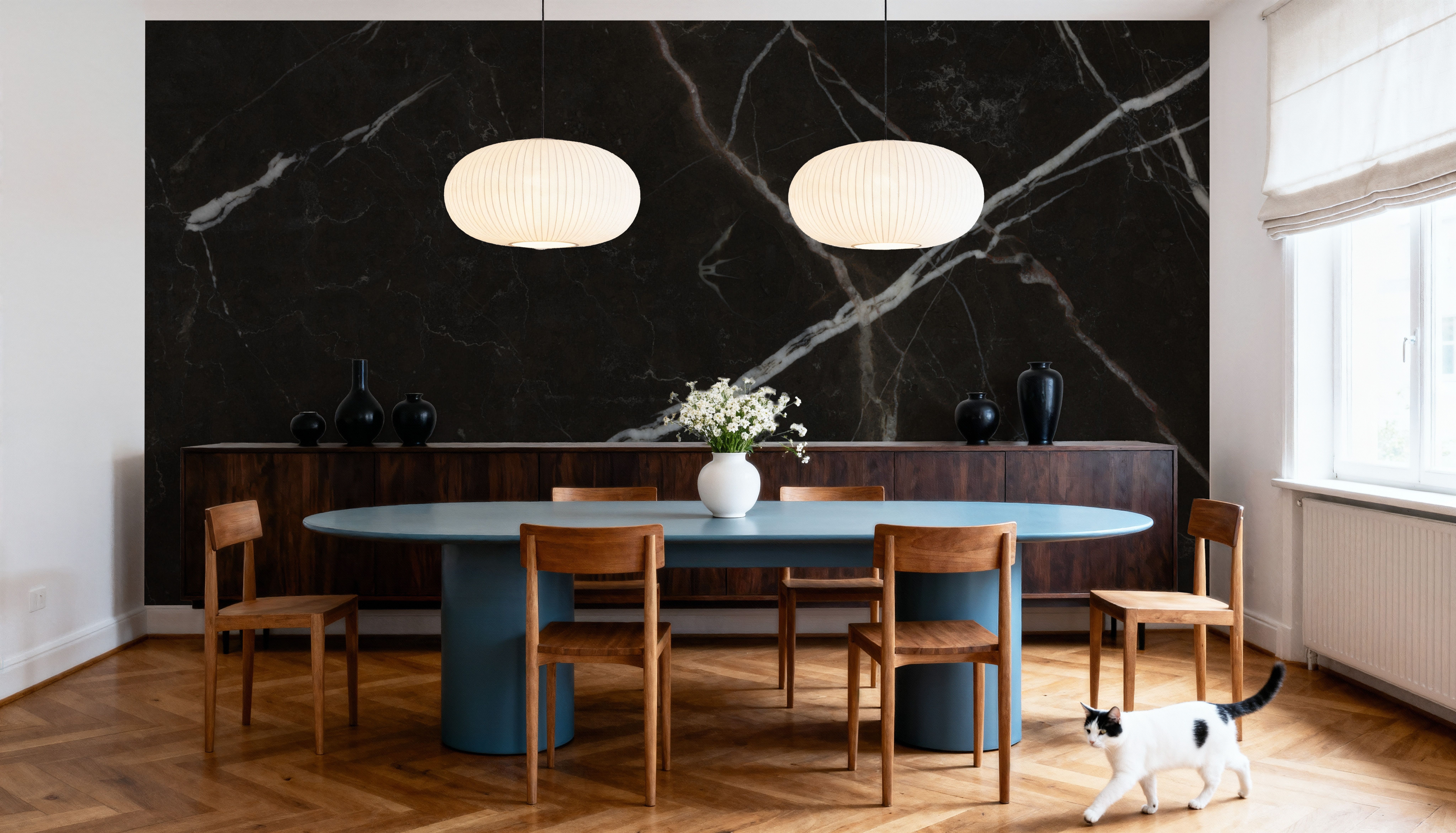 Nero Marquina Marble, Wallpaper