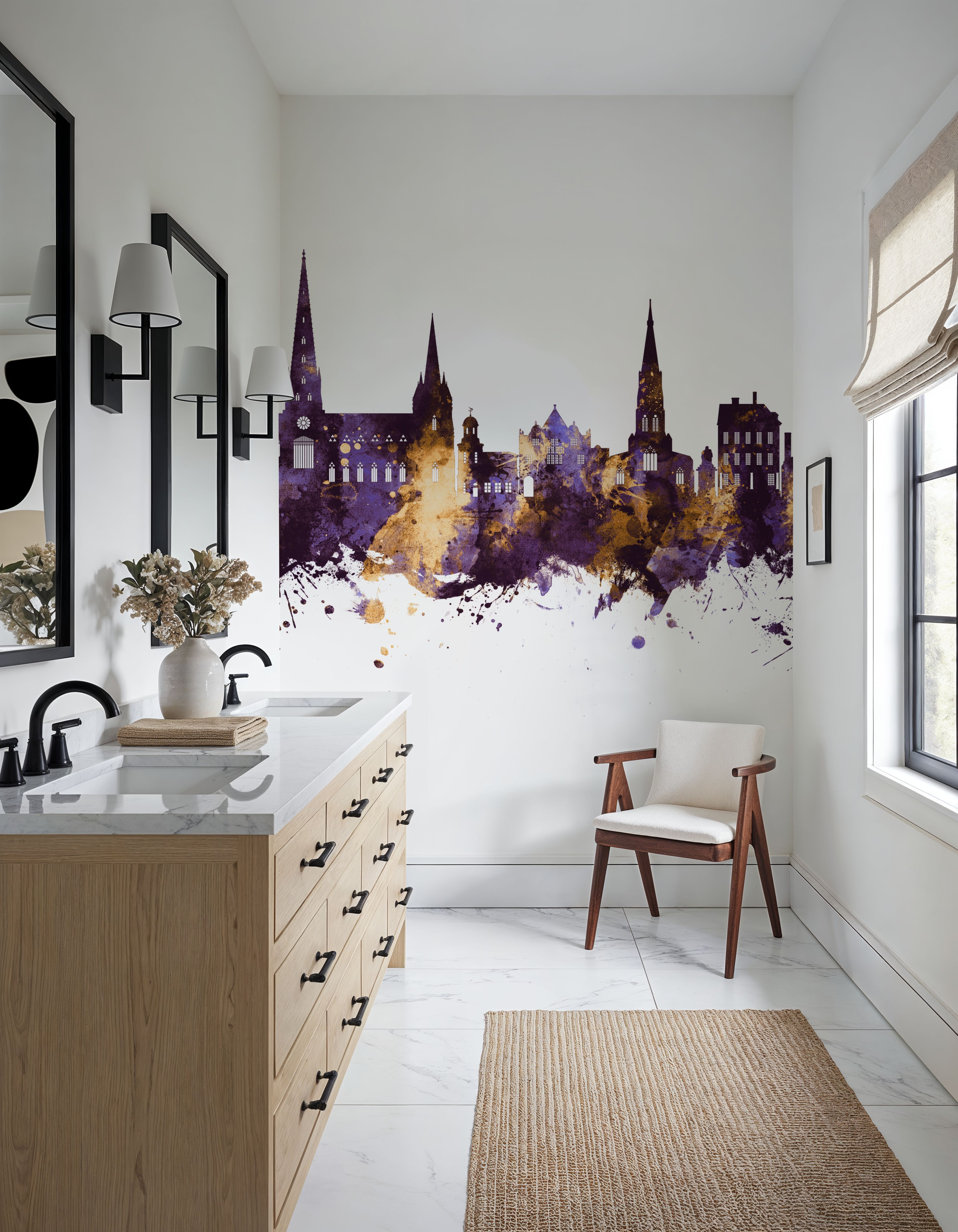 Lichfield England Skyline Purple & Gold