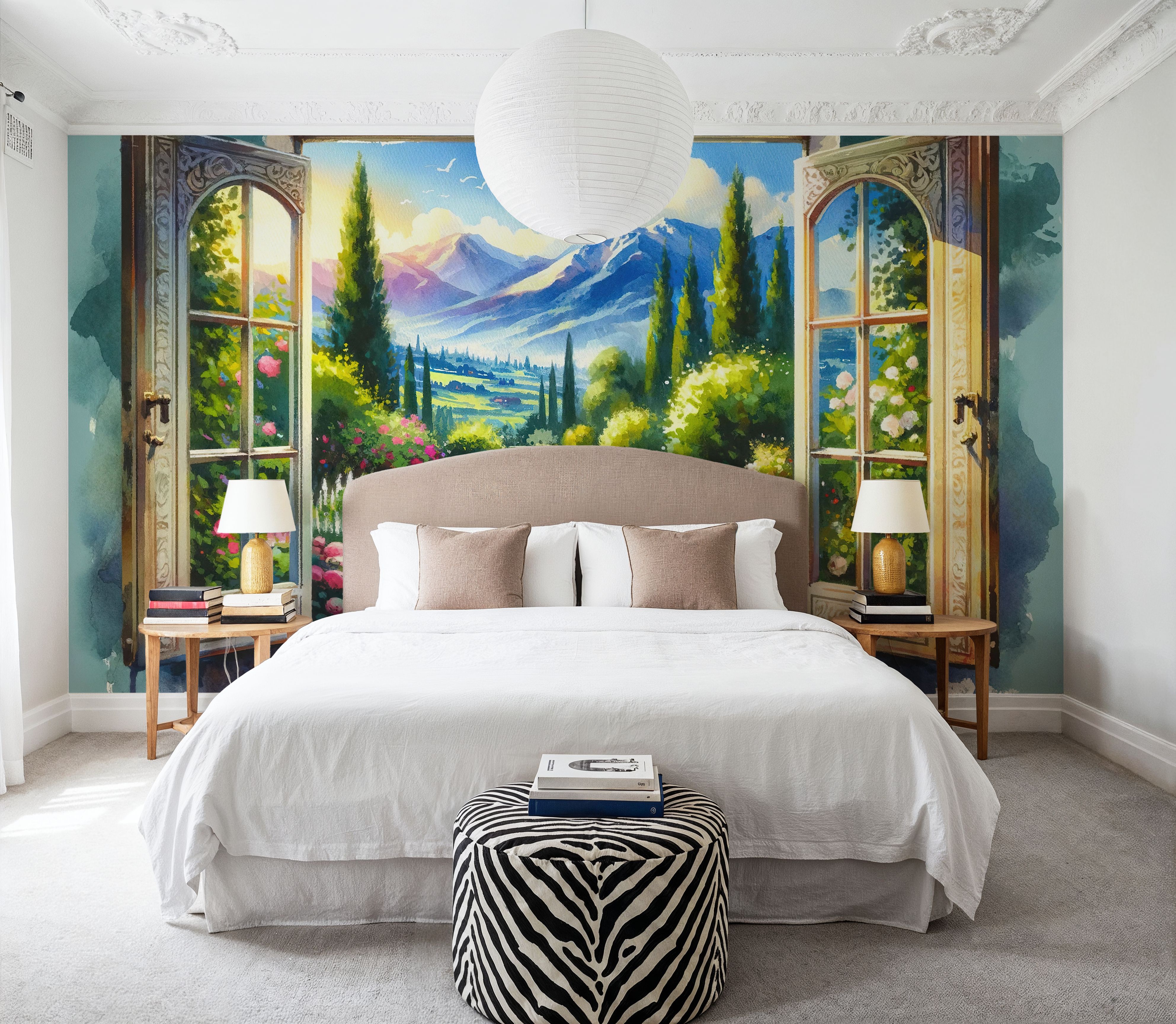 Mountain View through Open Window